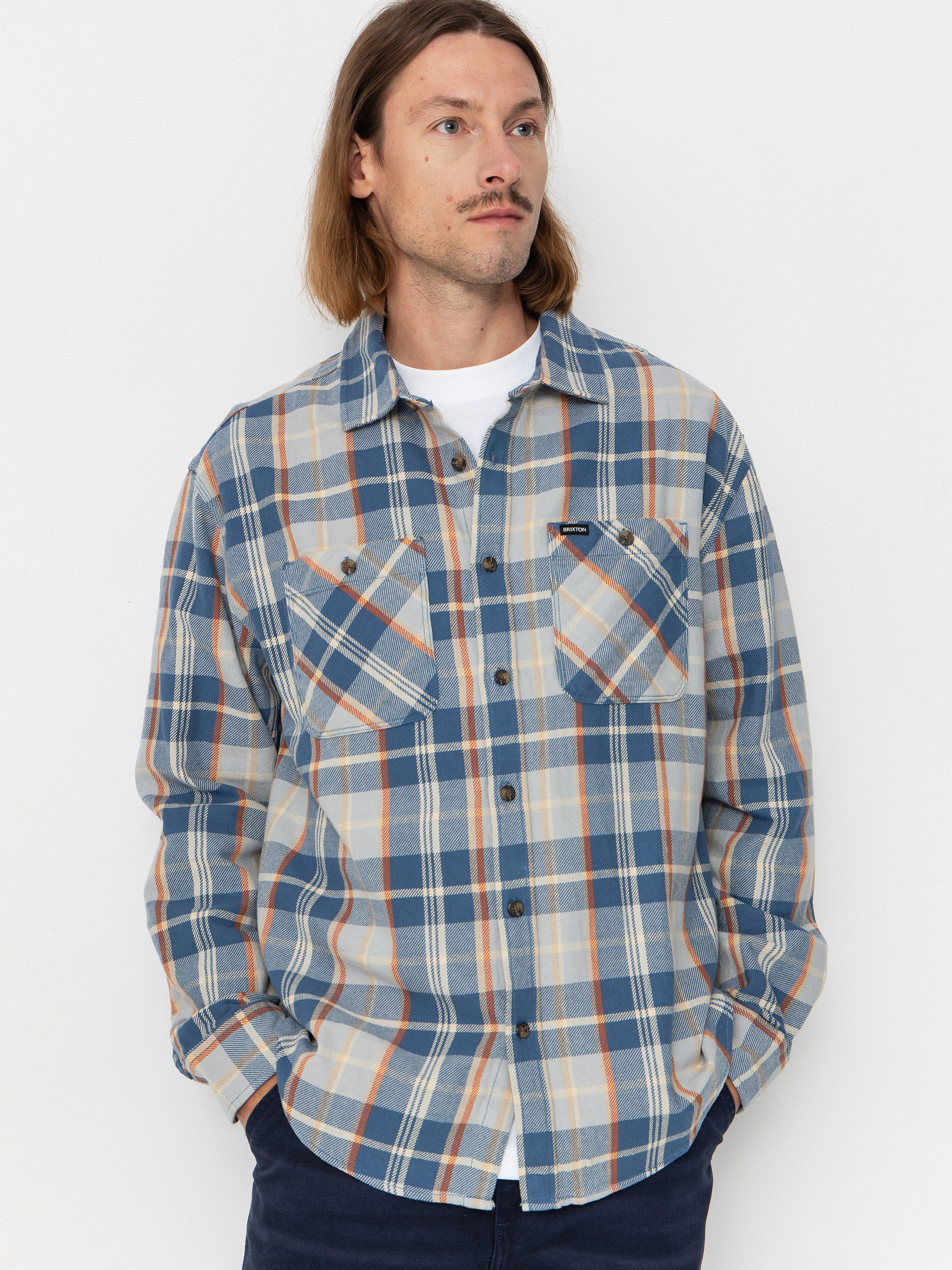 Kou0161eu013ea Brixton Vintage Wash Flannel (blue/soft blue/orange)