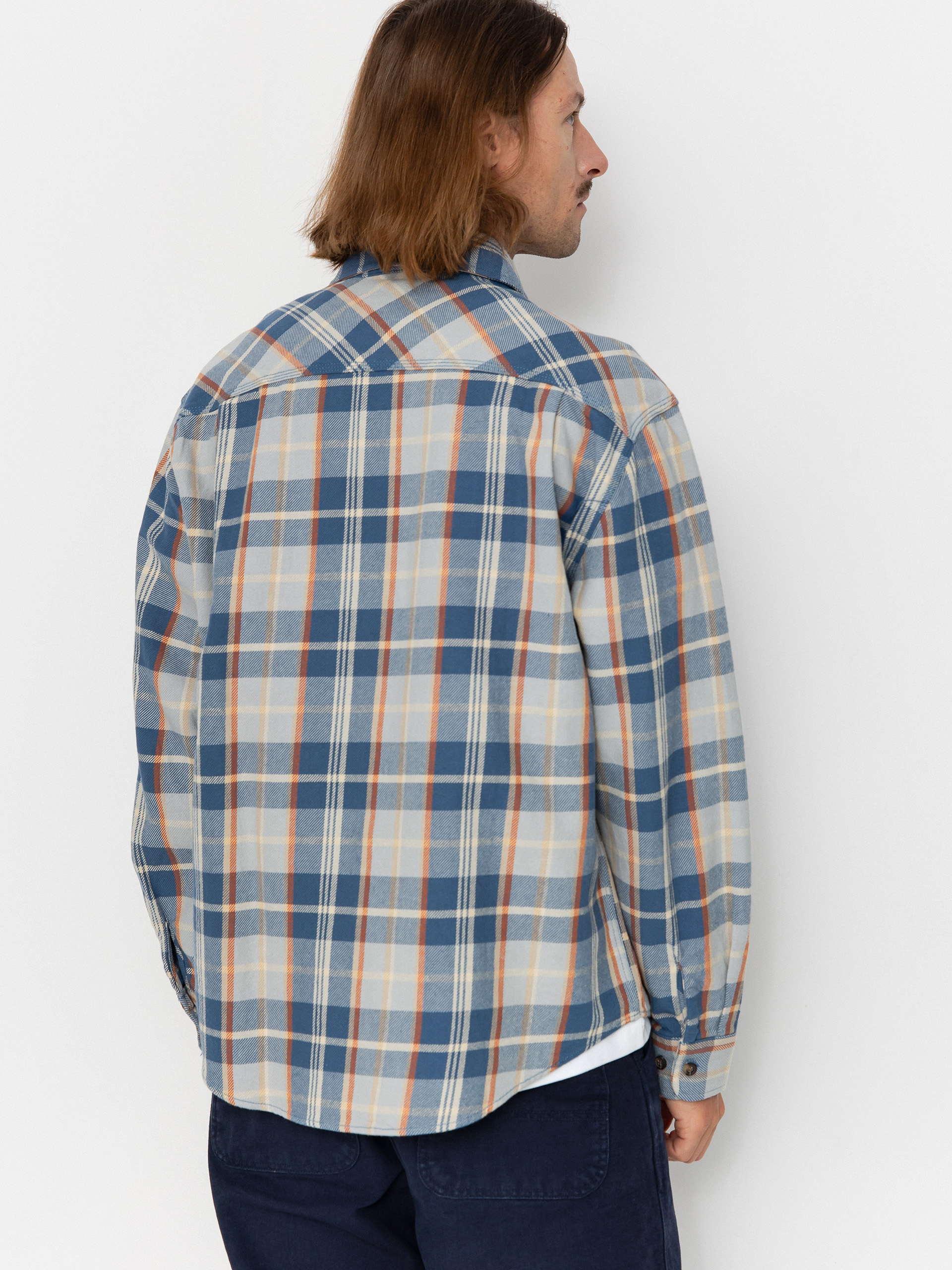 Košeľa Brixton Vintage Wash Flannel (blue/soft blue/orange)