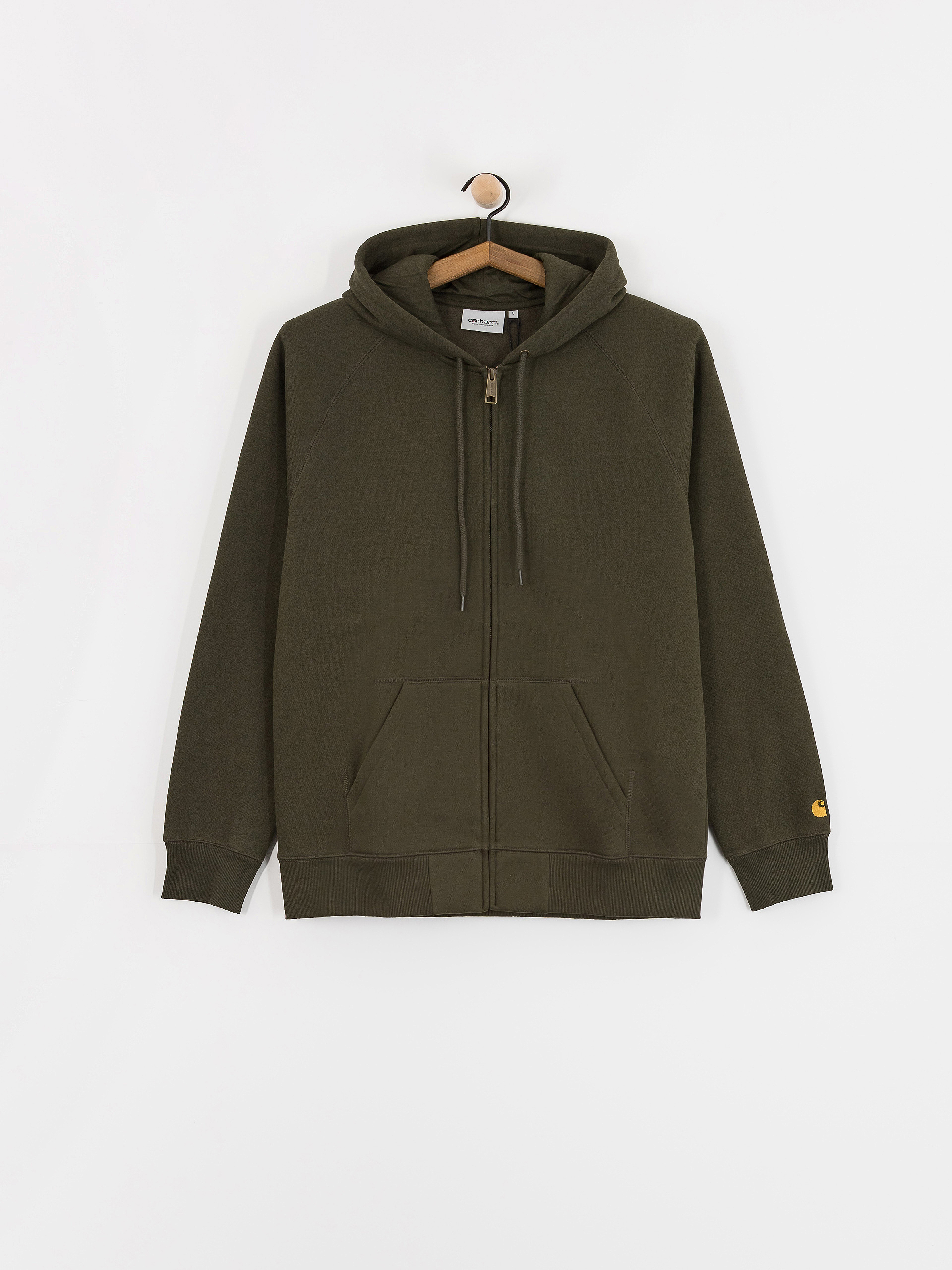 Mikina s kapucňou Carhartt WIP Chase ZHD (olive/gold)