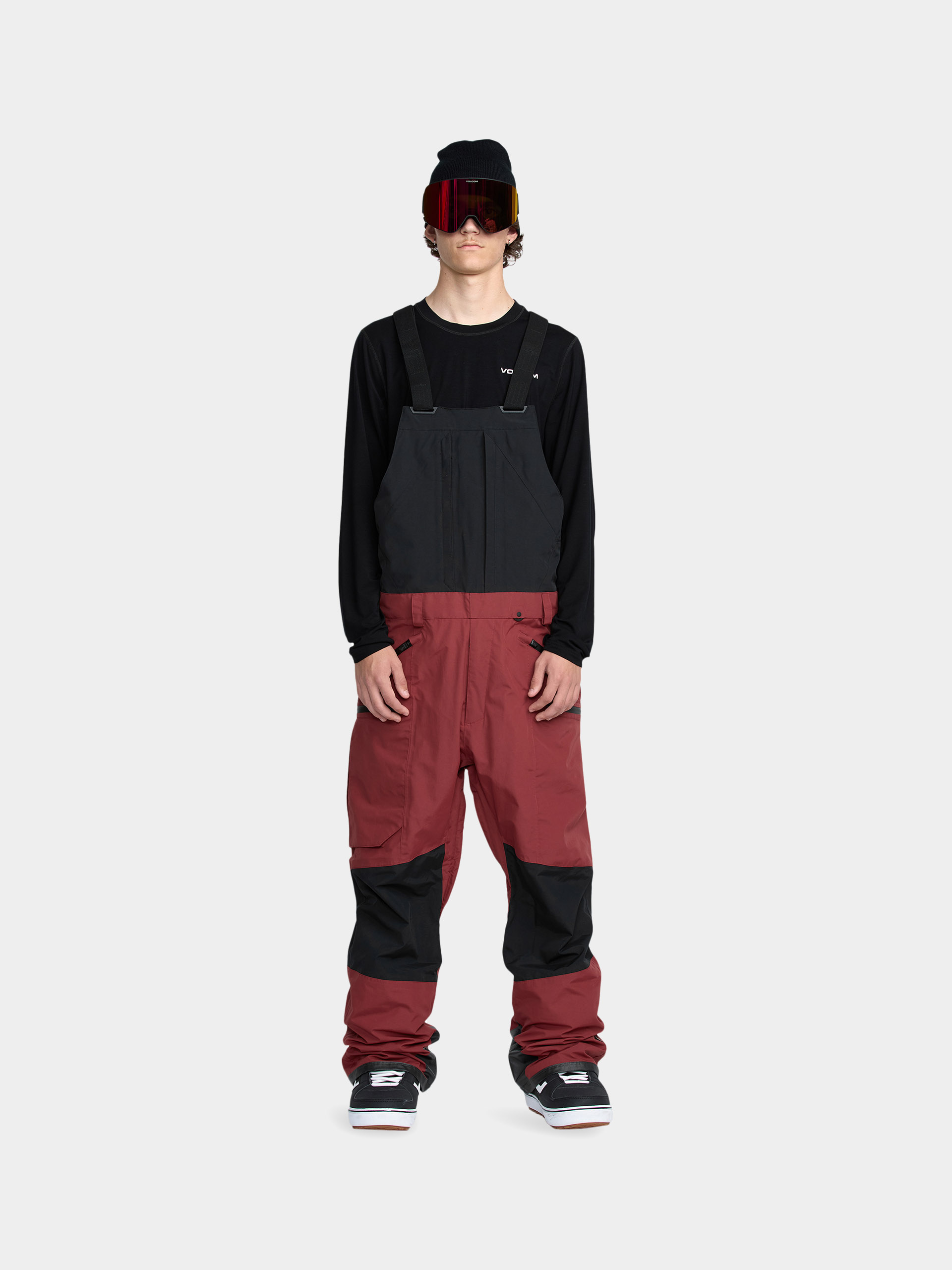 Snowboardovu00e9 nohavice Volcom Rain Gore Tex Bib Overall (burnt red)