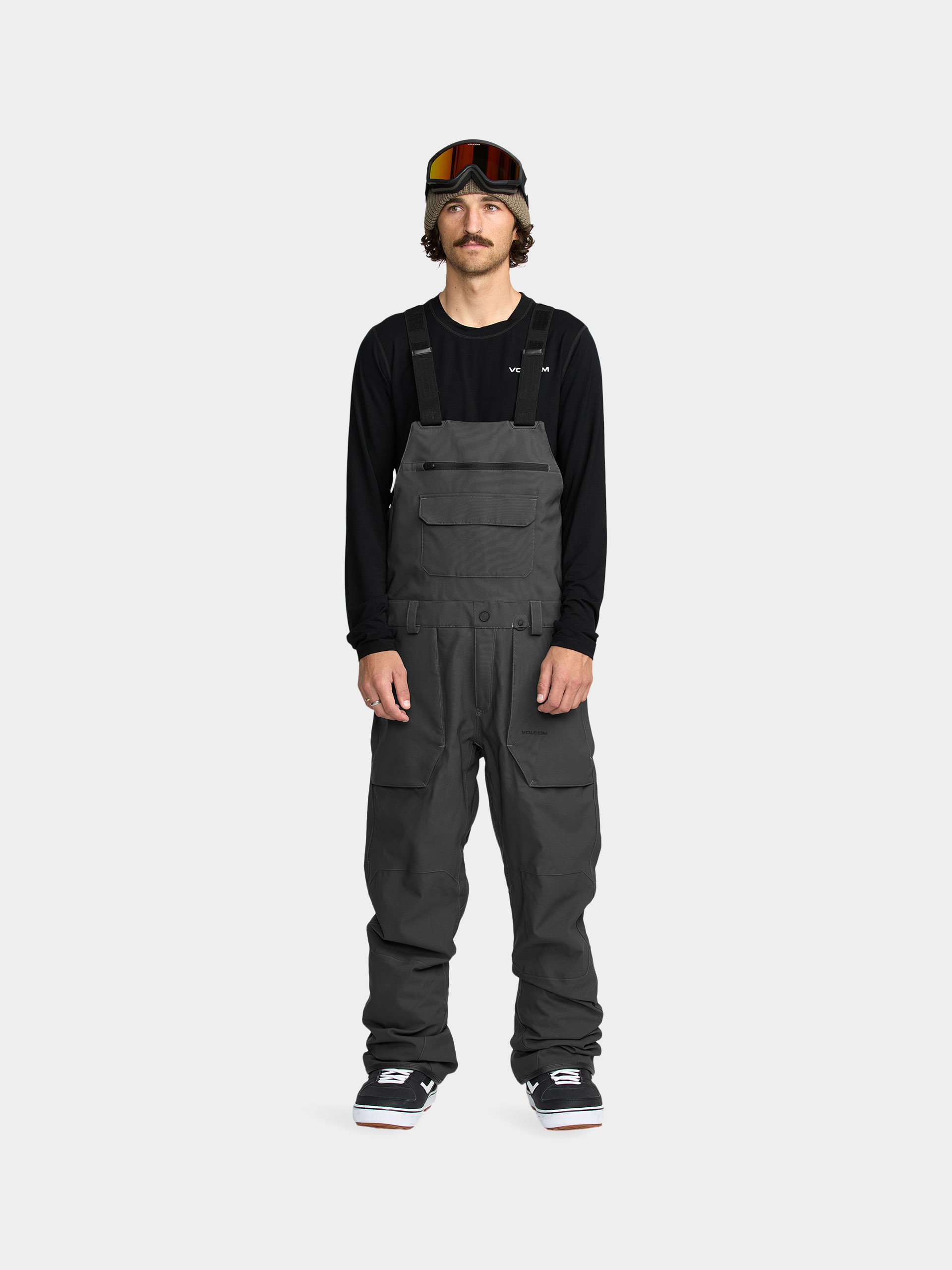 Snowboardovu00e9 nohavice Volcom Roan Bib Overall (dark grey)
