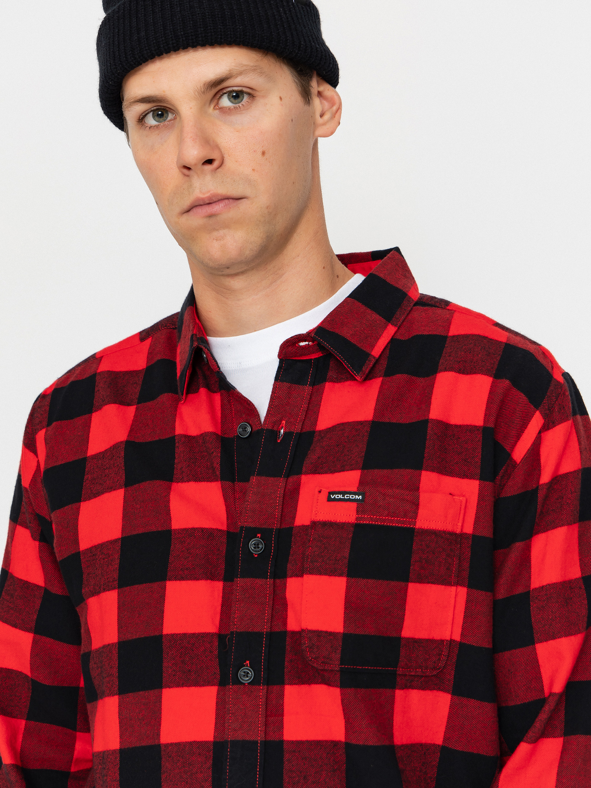 Košeľa Volcom Caden Plaid (lifeguard red)