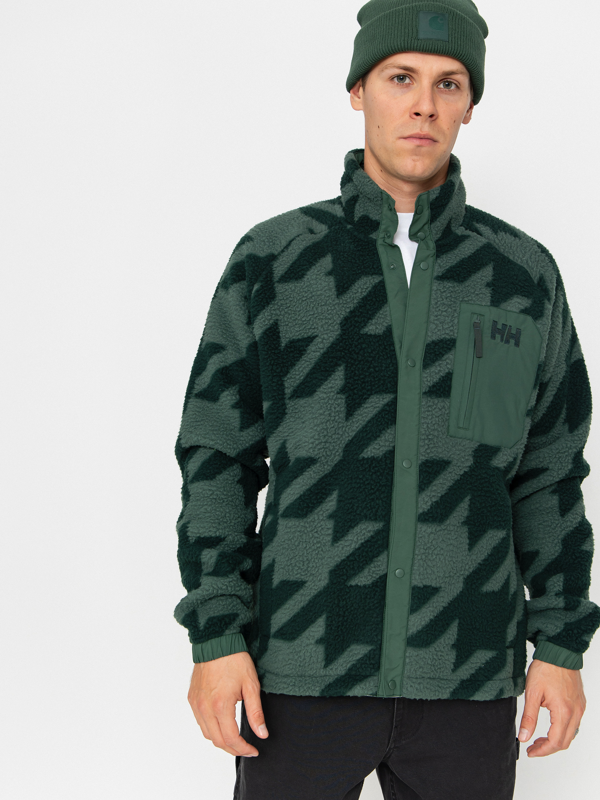 Flísová mikina Helly Hansen Panorama Printed Pile Snap (jungle green houndstooth a)