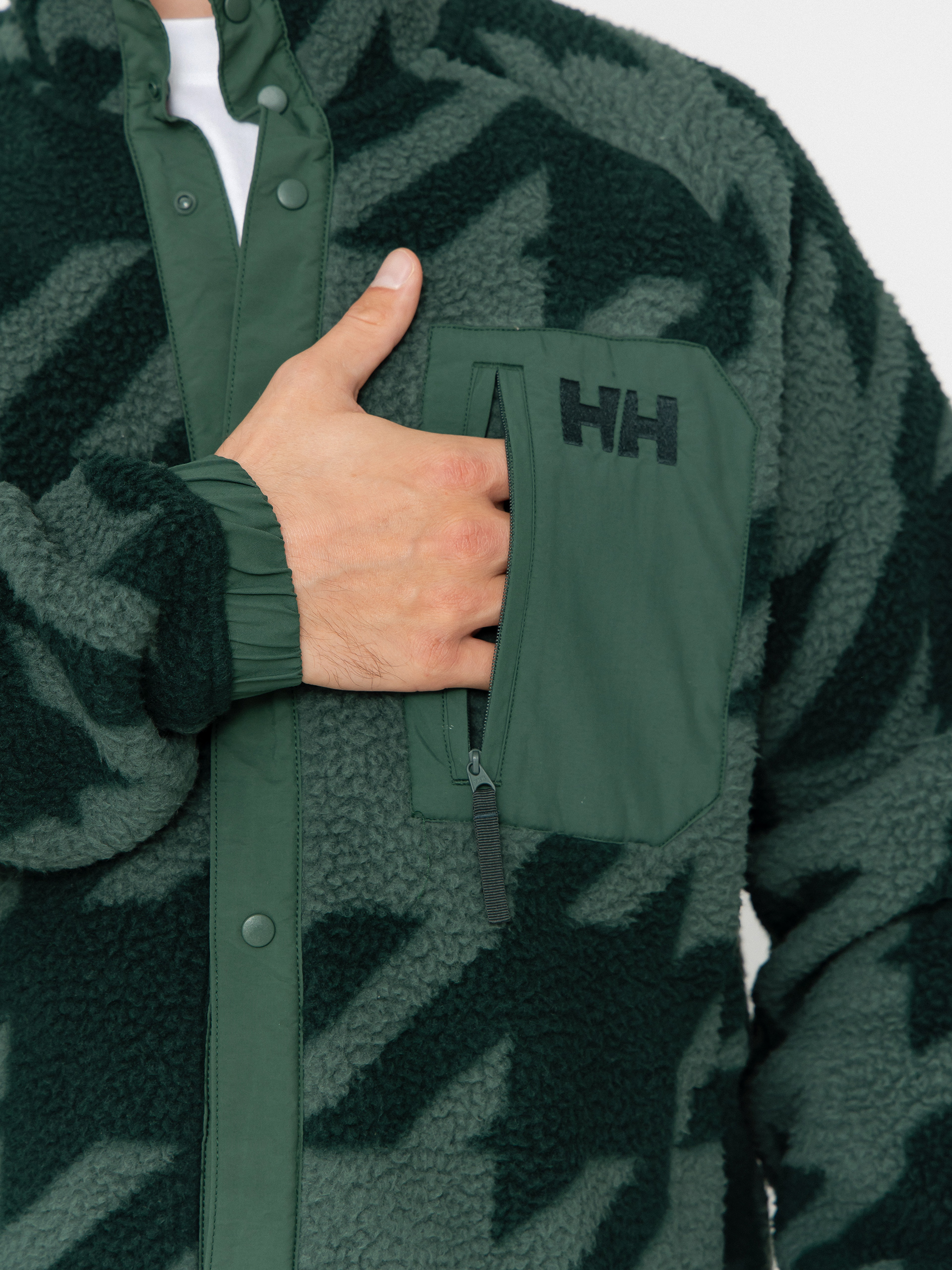 Pánsky Flísová mikina Helly Hansen Panorama Printed Pile Snap (jungle green houndstooth a)