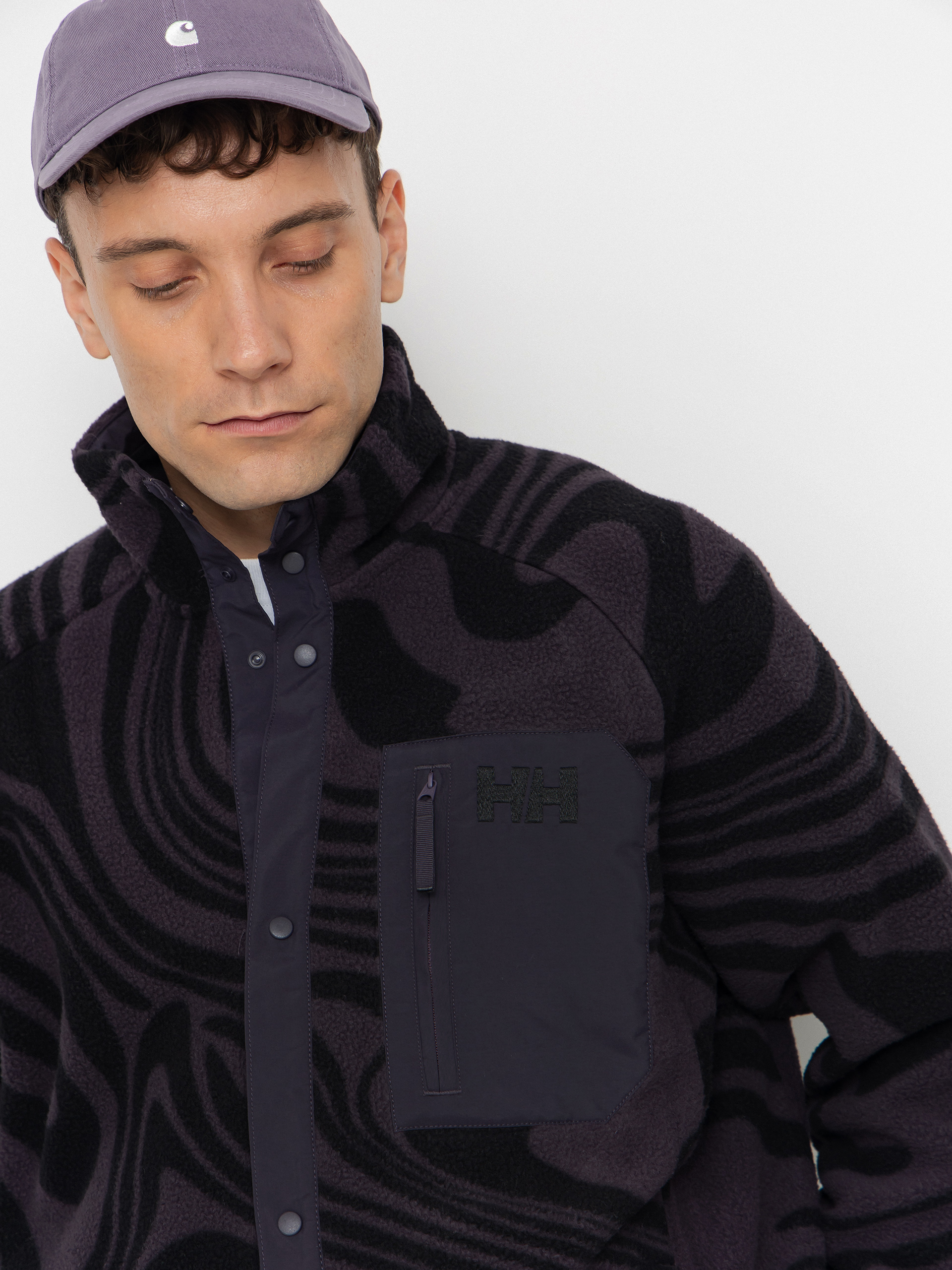 Pánsky Flísová mikina Helly Hansen Panorama Printed Pile Snap (black grape swirl aop)