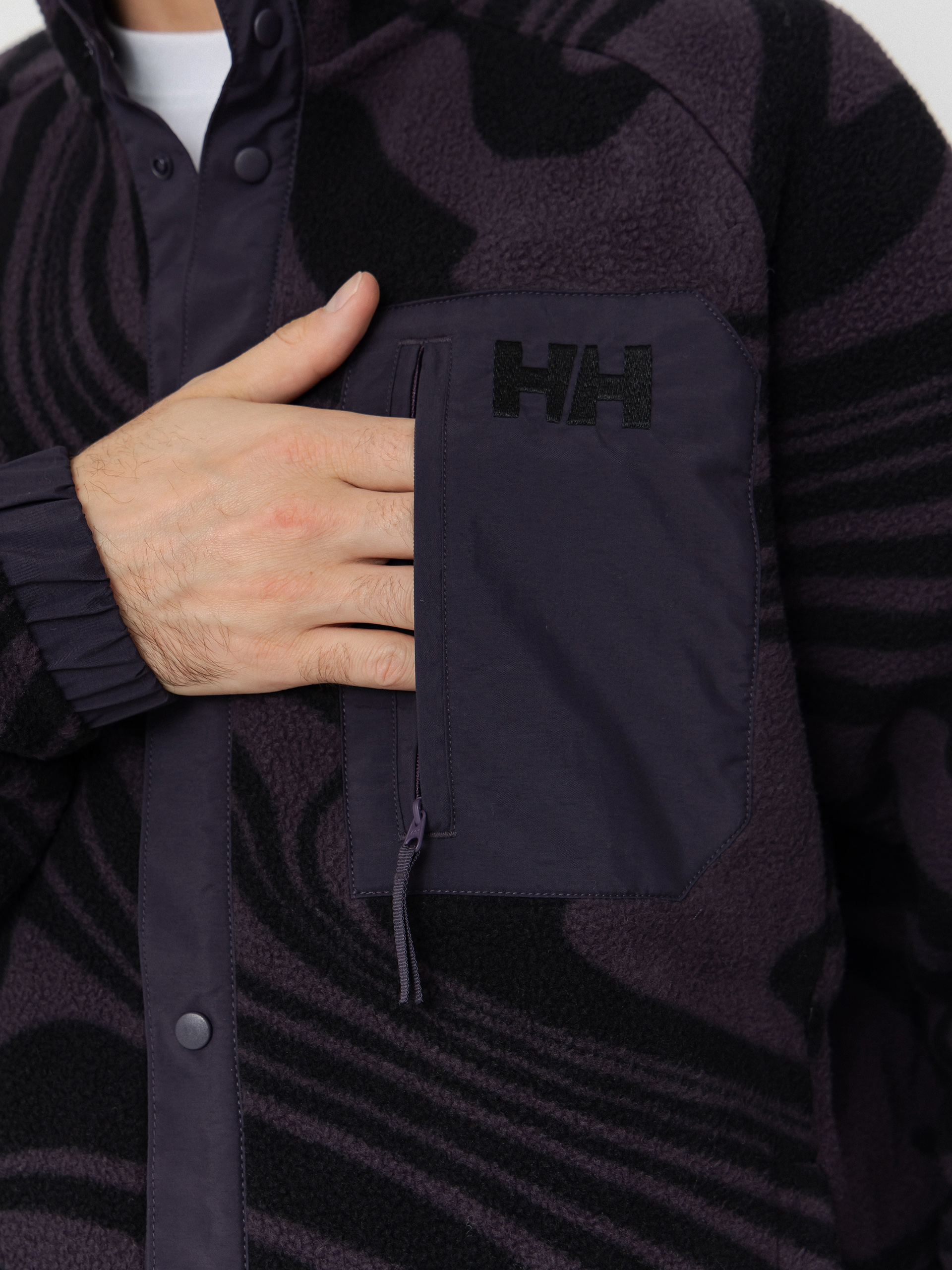 Pánsky Flísová mikina Helly Hansen Panorama Printed Pile Snap (black grape swirl aop)