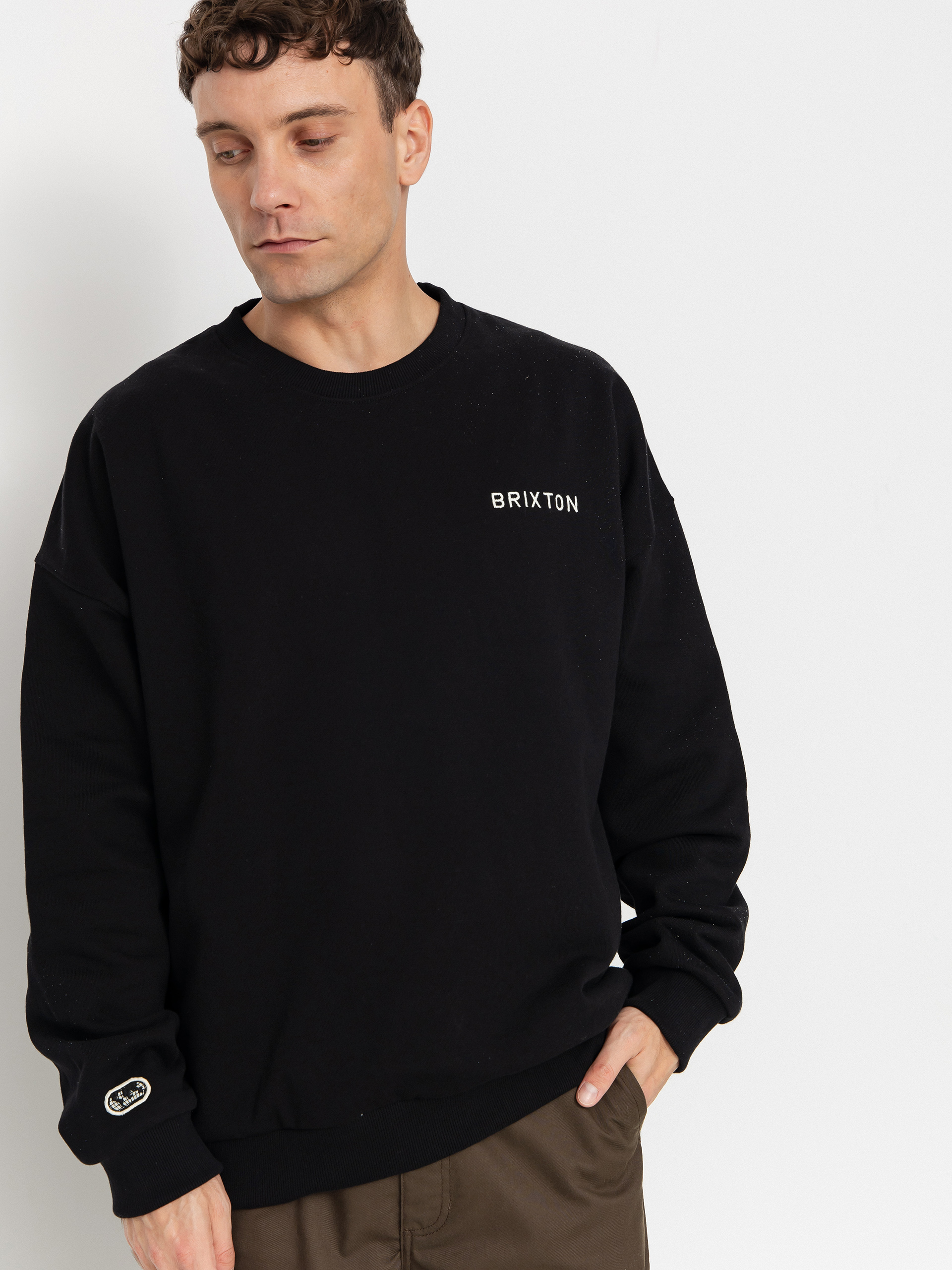 Mikina Brixton Embroidered Heavy Weight (black)