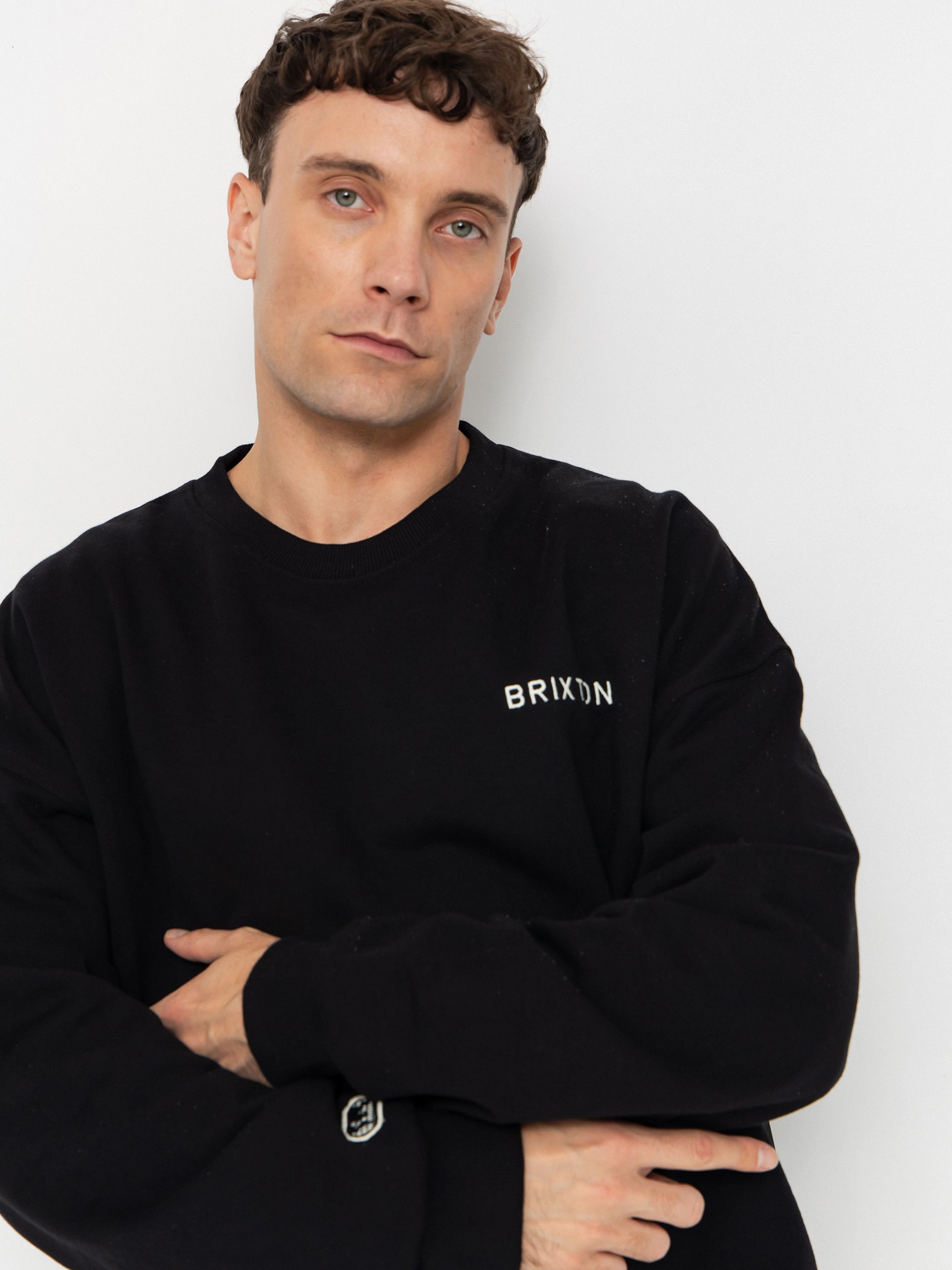 Mikina Brixton Embroidered Heavy Weight (black)