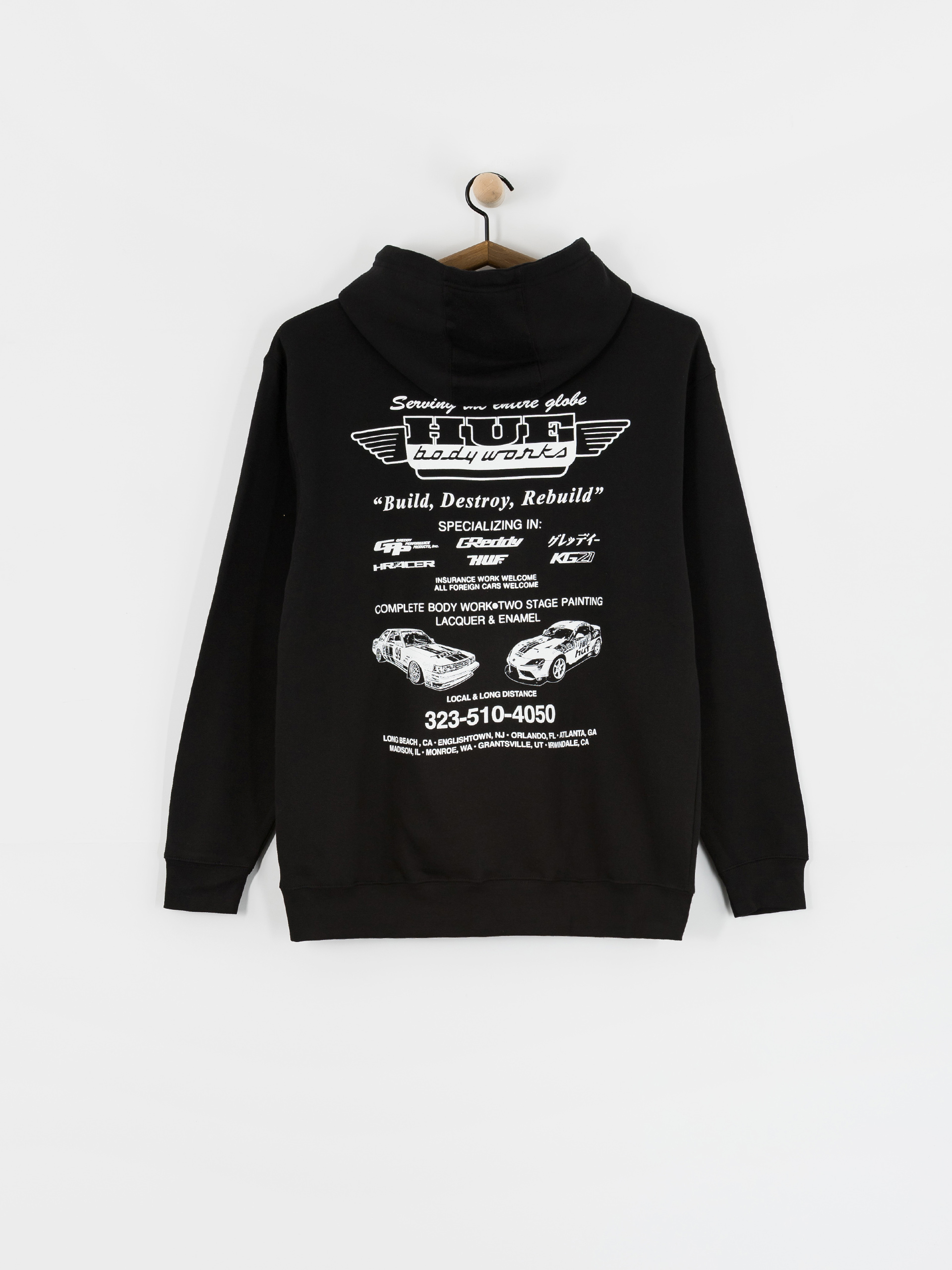 Mikina s kapucňou HUF X Greddy Body Works HD (black)