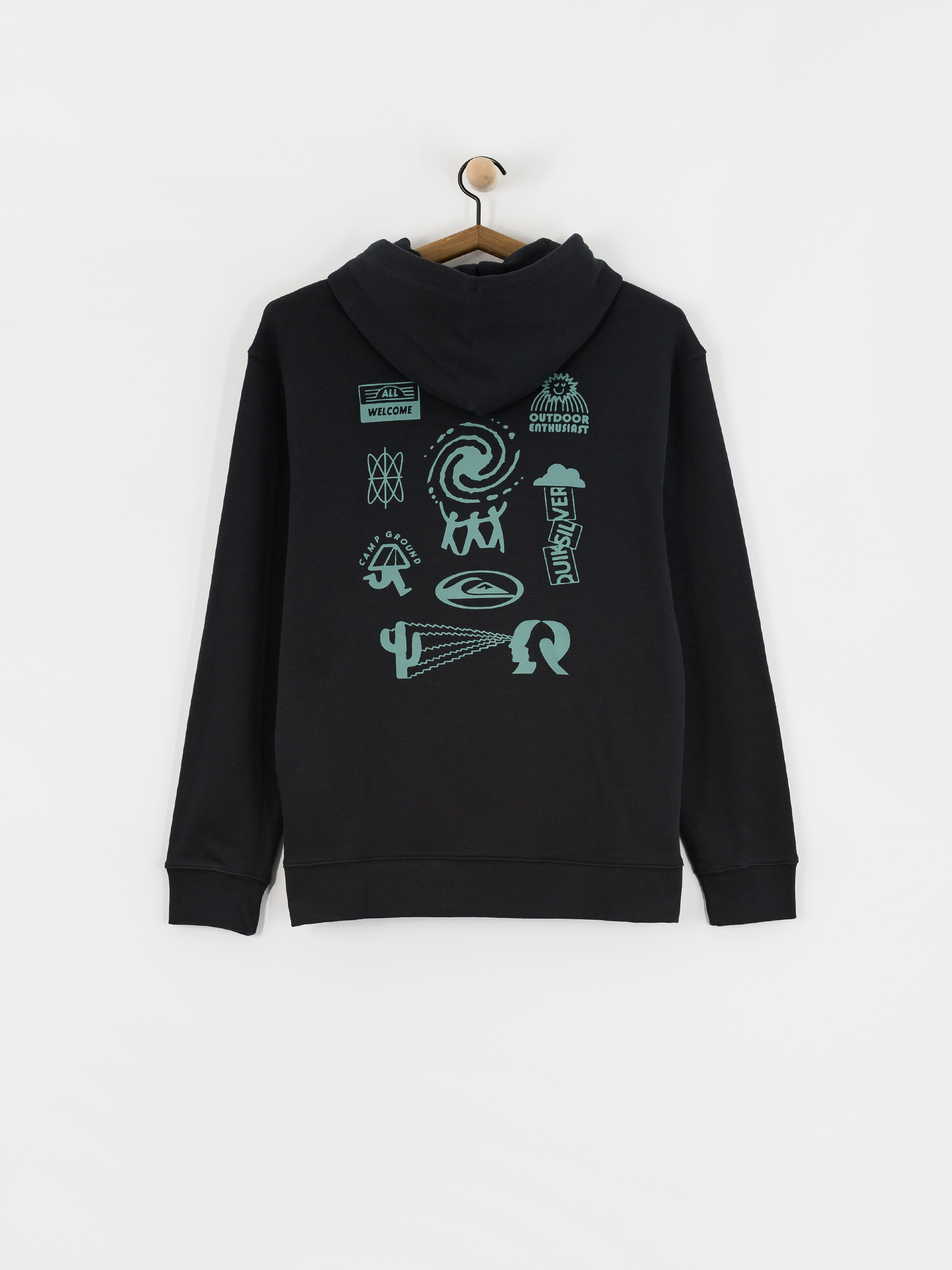 Mikina s kapucňou Quiksilver Salt Water Graphic HD (black)