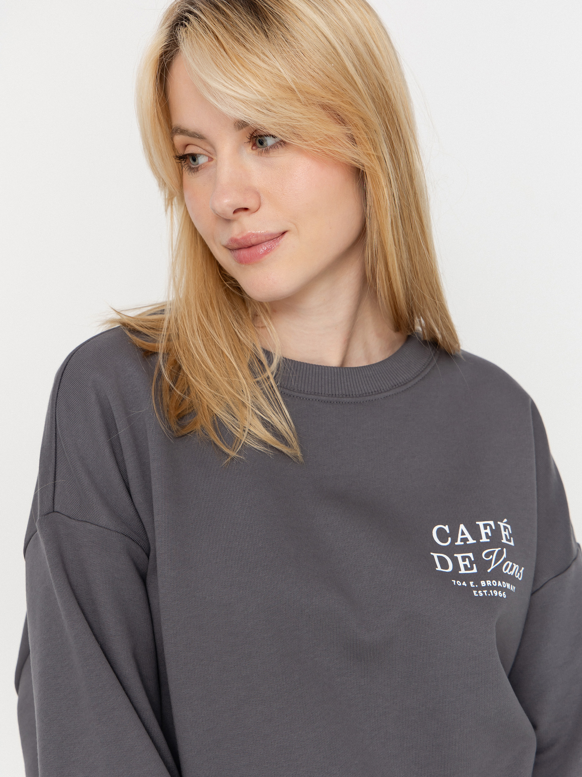 Mikina s kapucňou Vans Cafe Vans Os HD Wmn (mountain essentials asphalt)