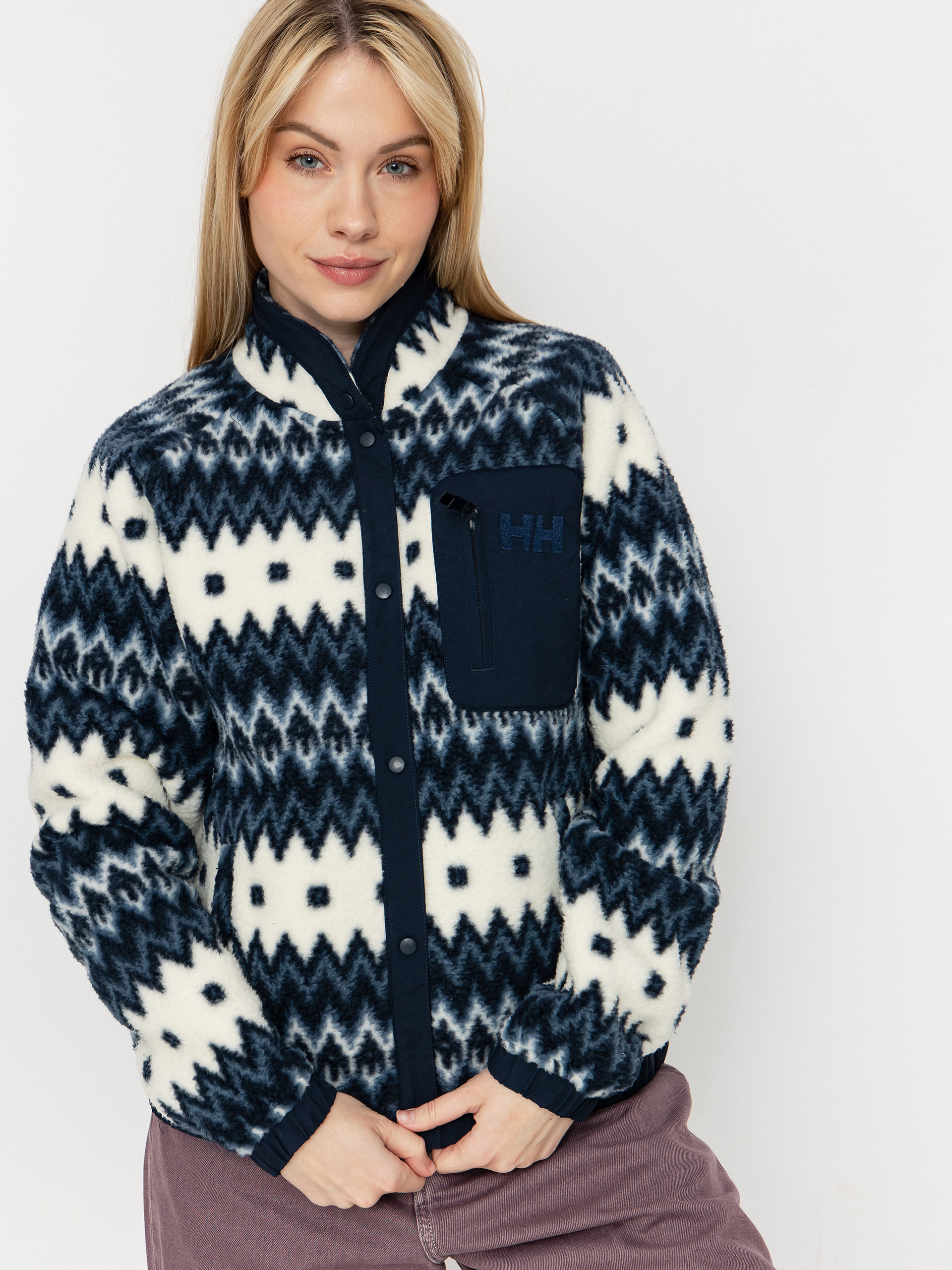 Flu00edsovu00e1 mikina Helly Hansen Imperial Printed Pile Snap Wmn (navy nordic aop)
