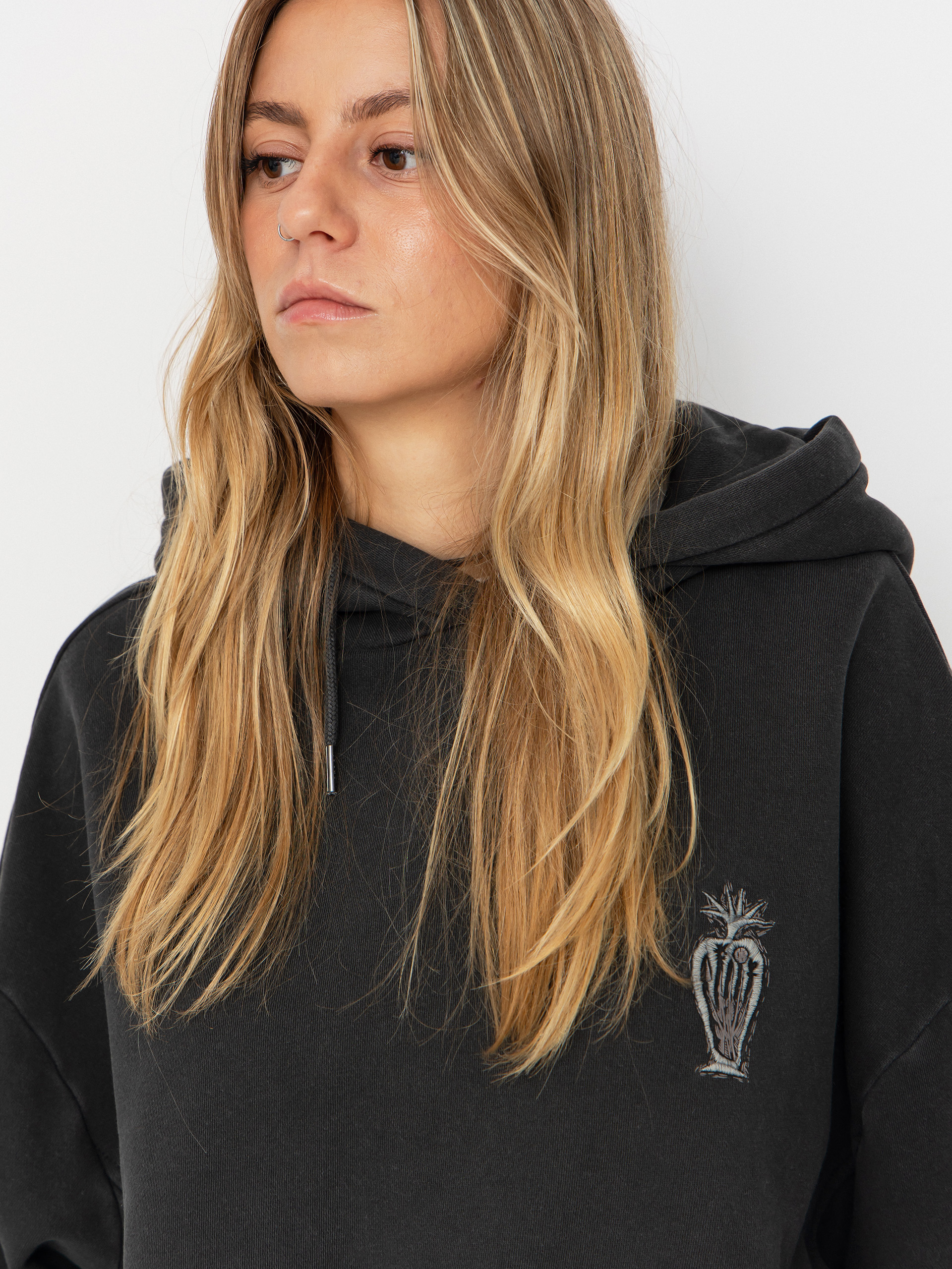 Mikina s kapucňou Volcom Fa Vaderetro HD Wmn (vintage black)