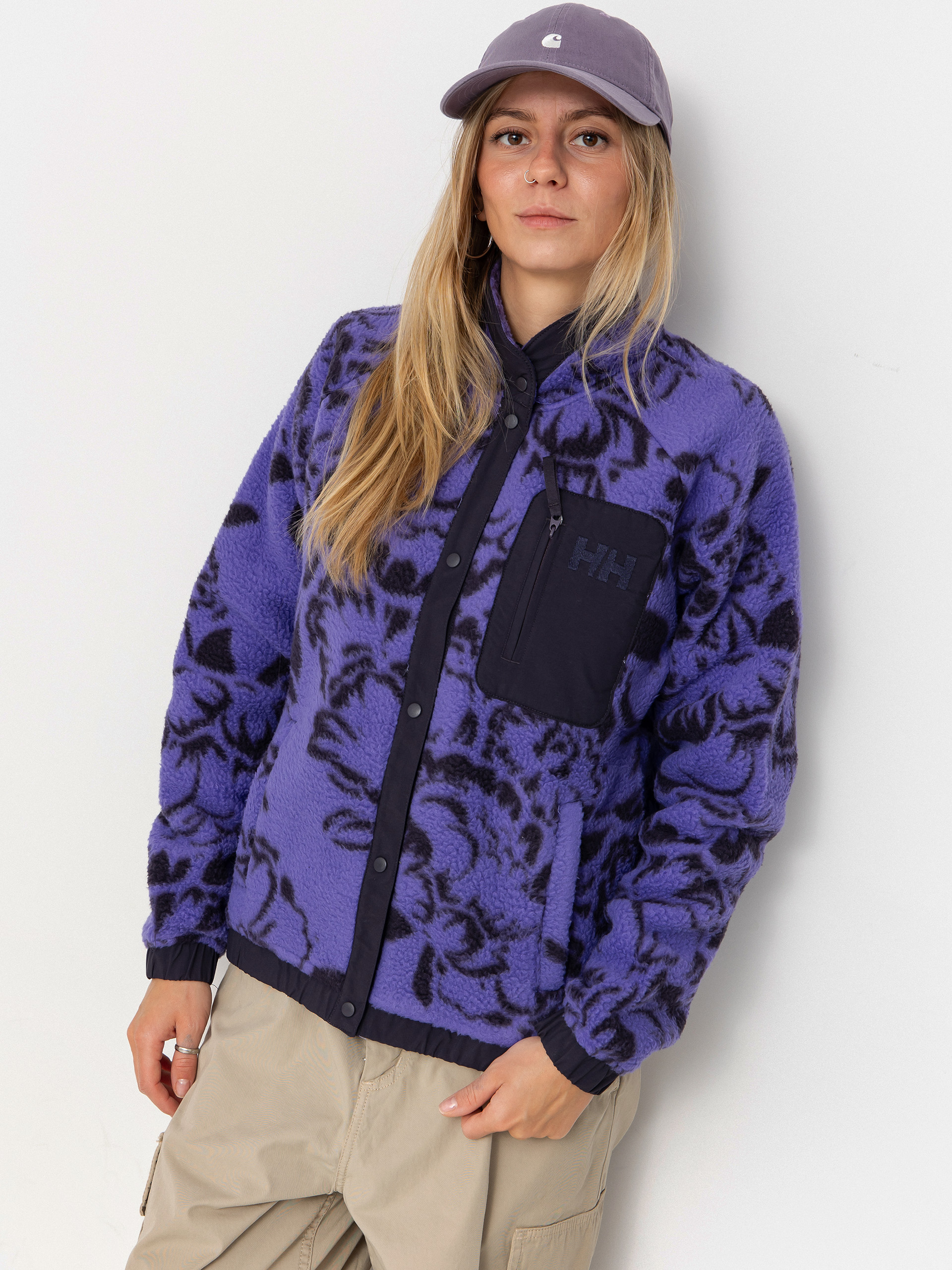 Flu00edsovu00e1 mikina Helly Hansen Imperial Printed Pile Snap Wmn (ultra violet peony aop)