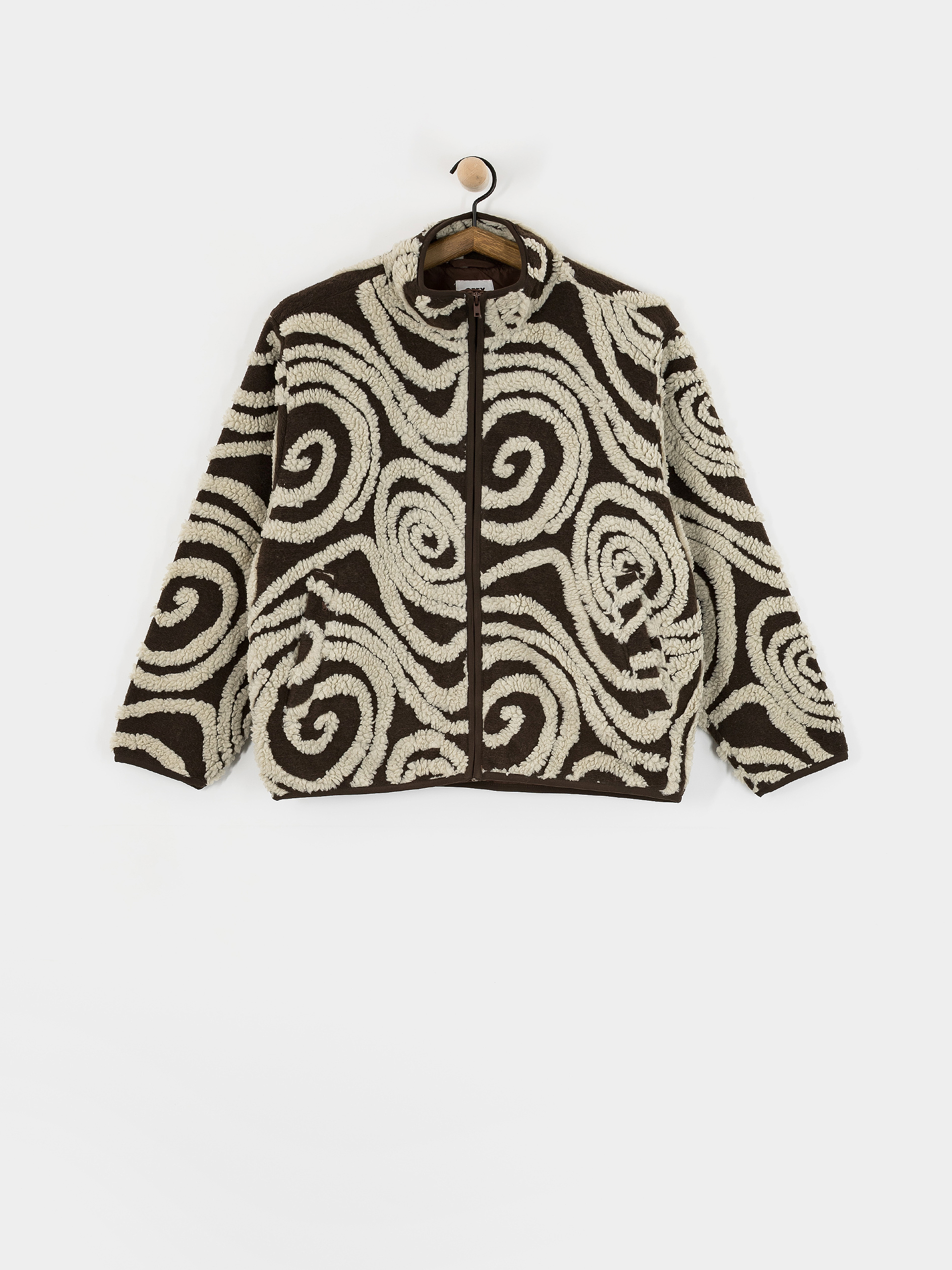 Dámsky Flísová mikina OBEY Swirls Jacquard Zip (brown multi)