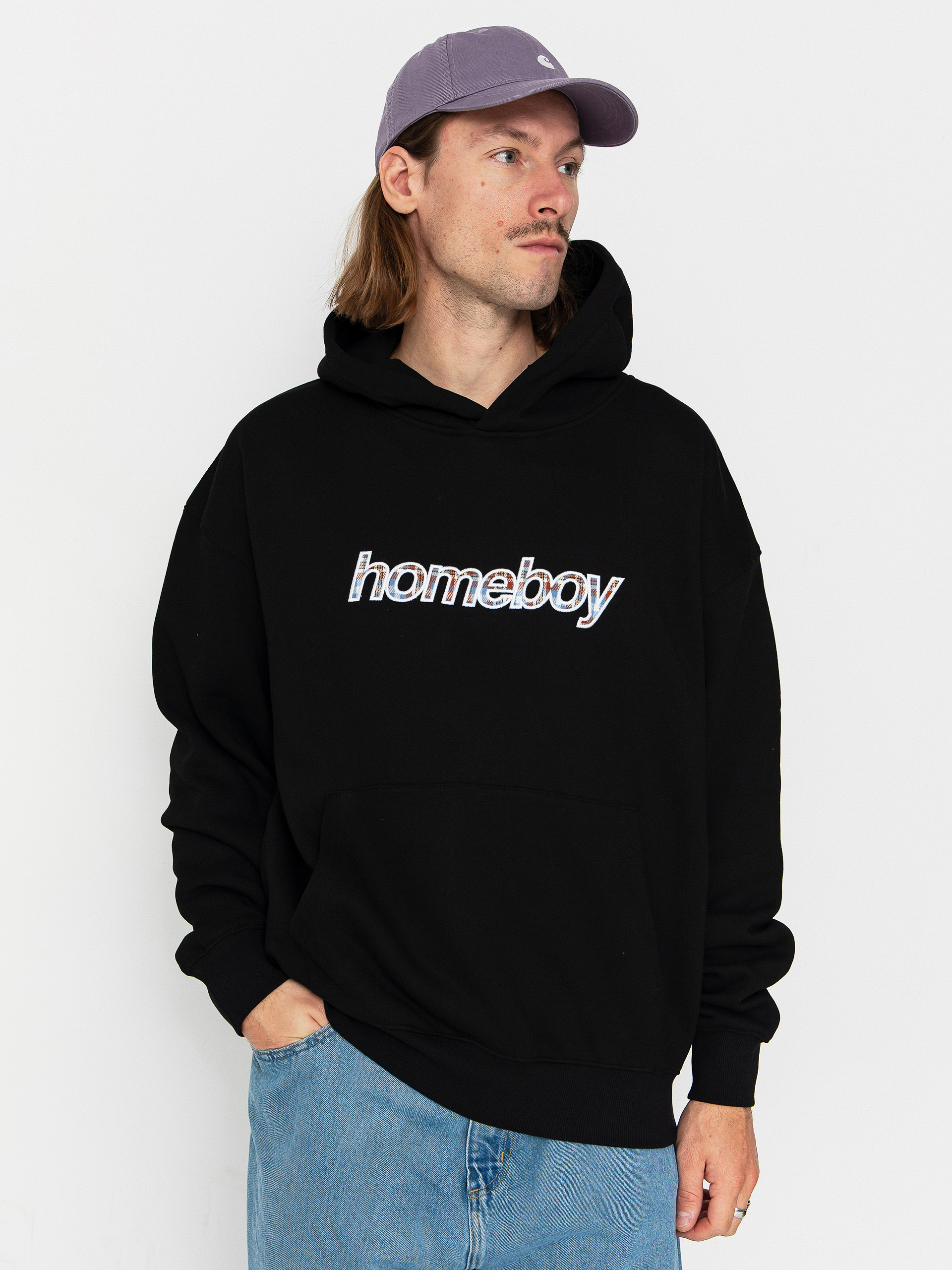 Mikina s kapucňou Homeboy Plaid Helvetica HD (black)