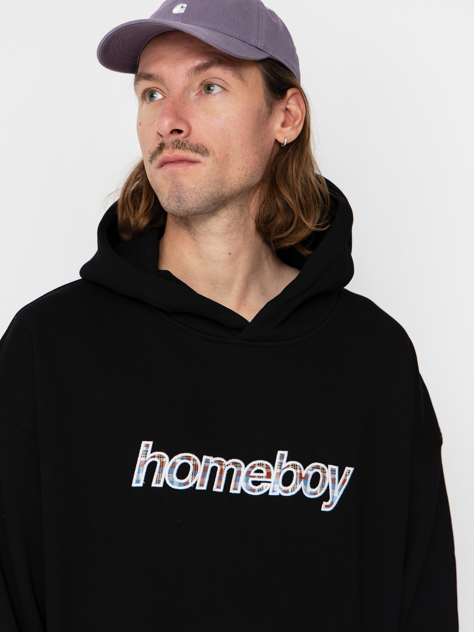 Mikina s kapucňou Homeboy Plaid Helvetica HD (black)