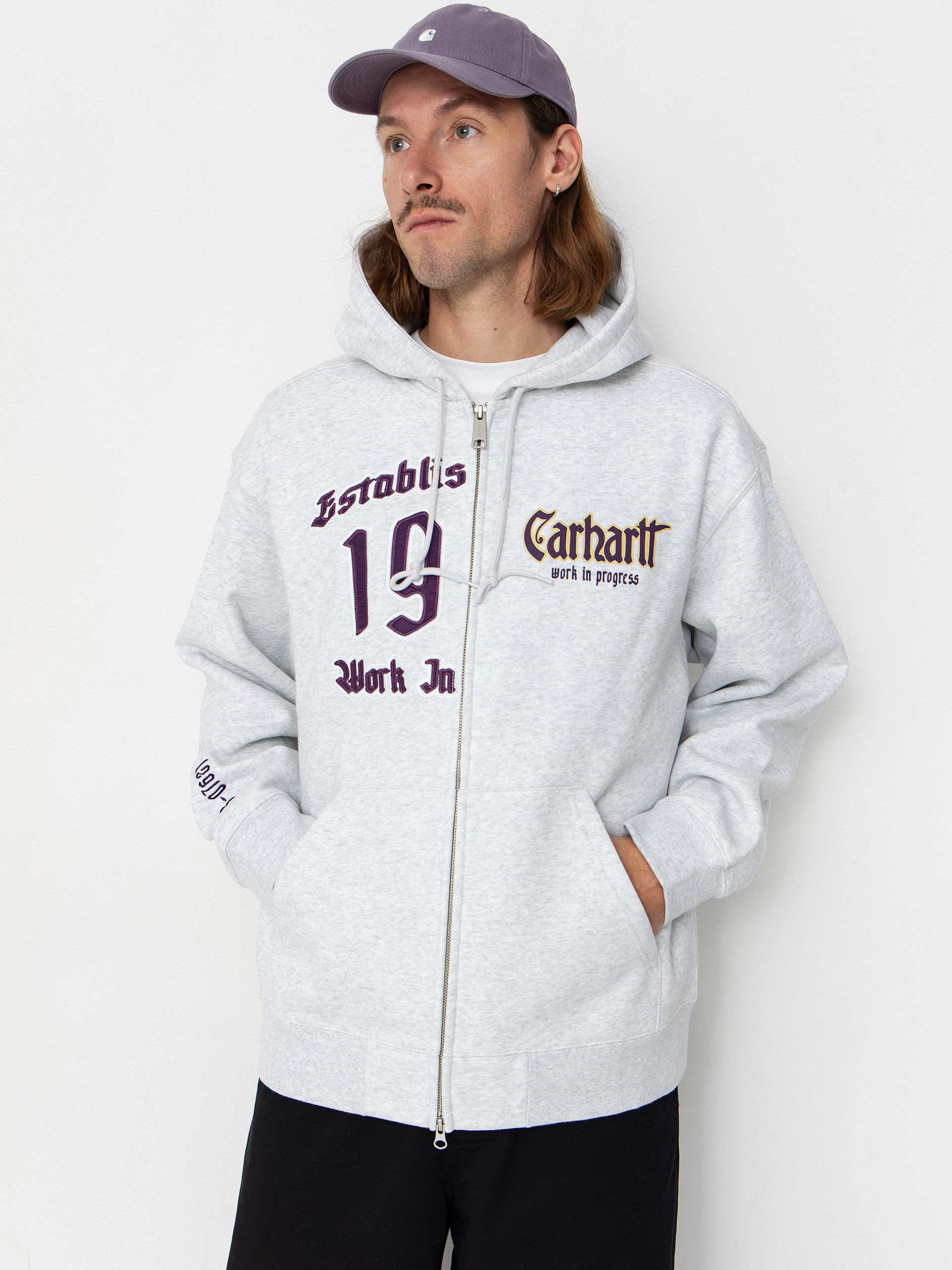 Mikina s kapucu0148ou Carhartt WIP Dual ZHD (ash heather)