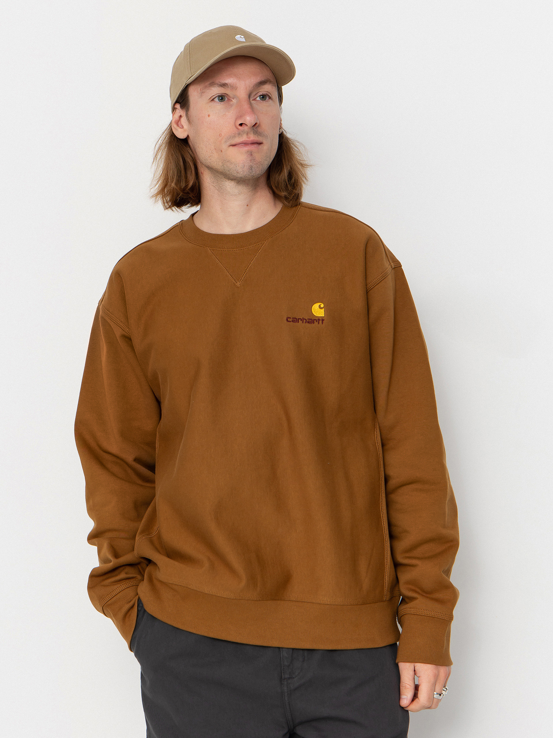 Mikina Carhartt WIP American Script (hamilton brown)