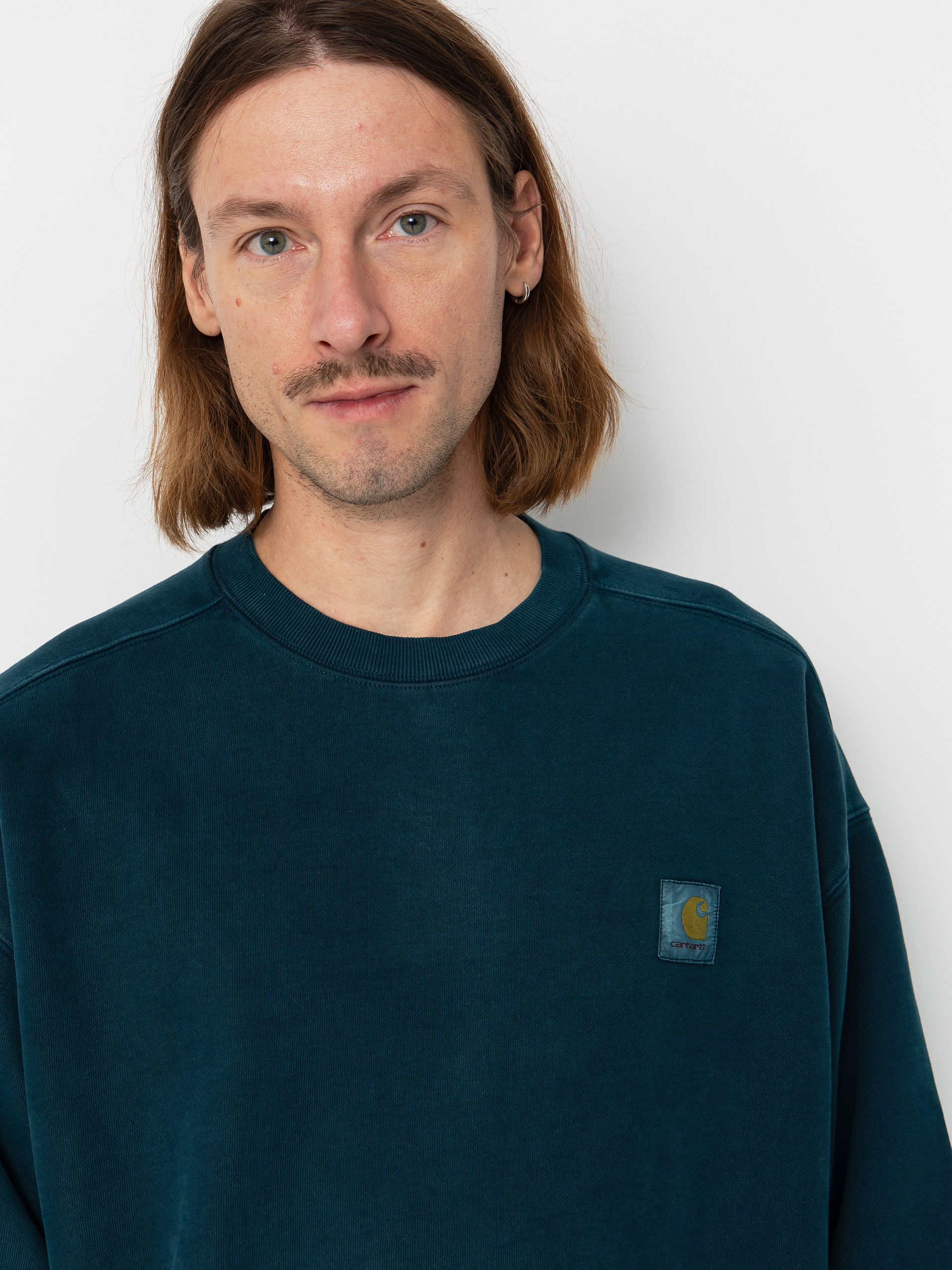 Mikina Carhartt WIP Vista (deep lagoon/garment dyed)