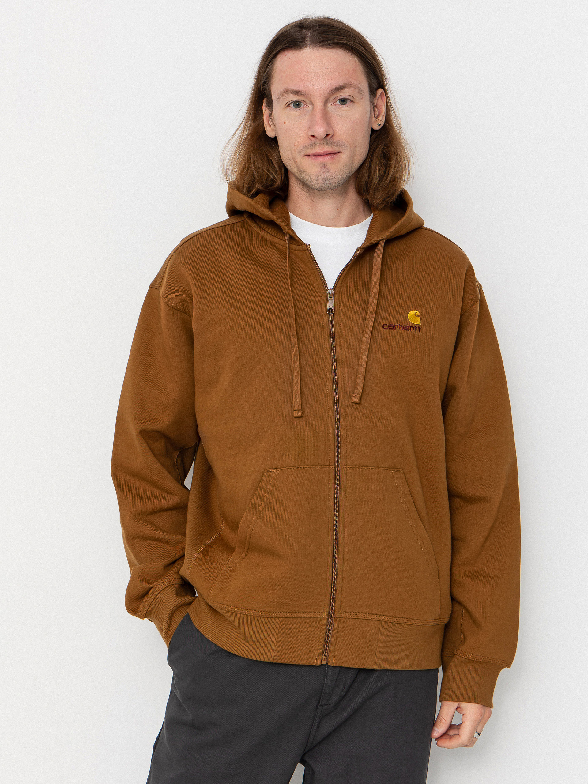Mikina s kapucňou Carhartt WIP American Script ZHD (hamilton brown)