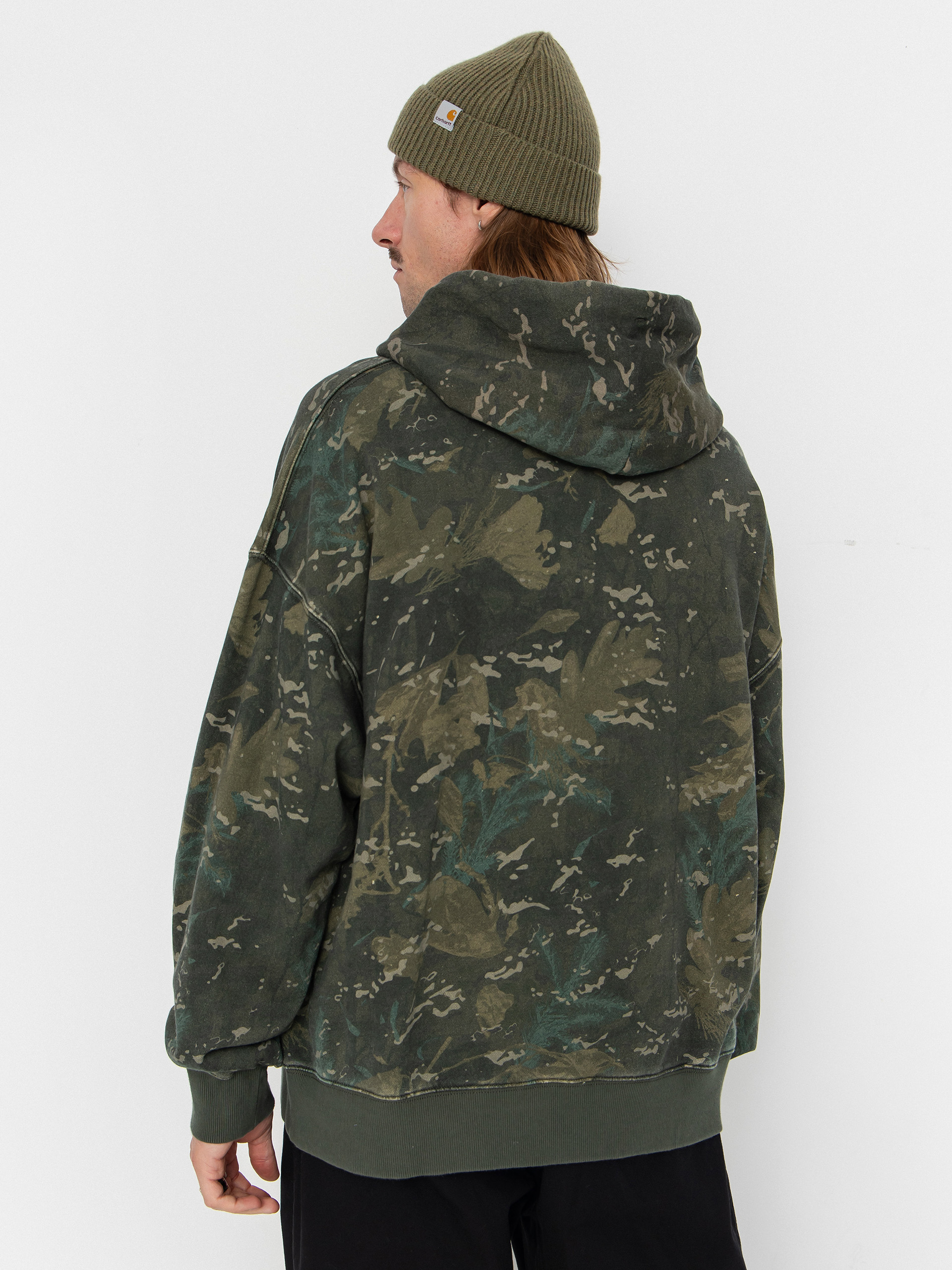 Mikina s kapucňou Carhartt WIP Benton HD (camo combi/green/garment dyed)