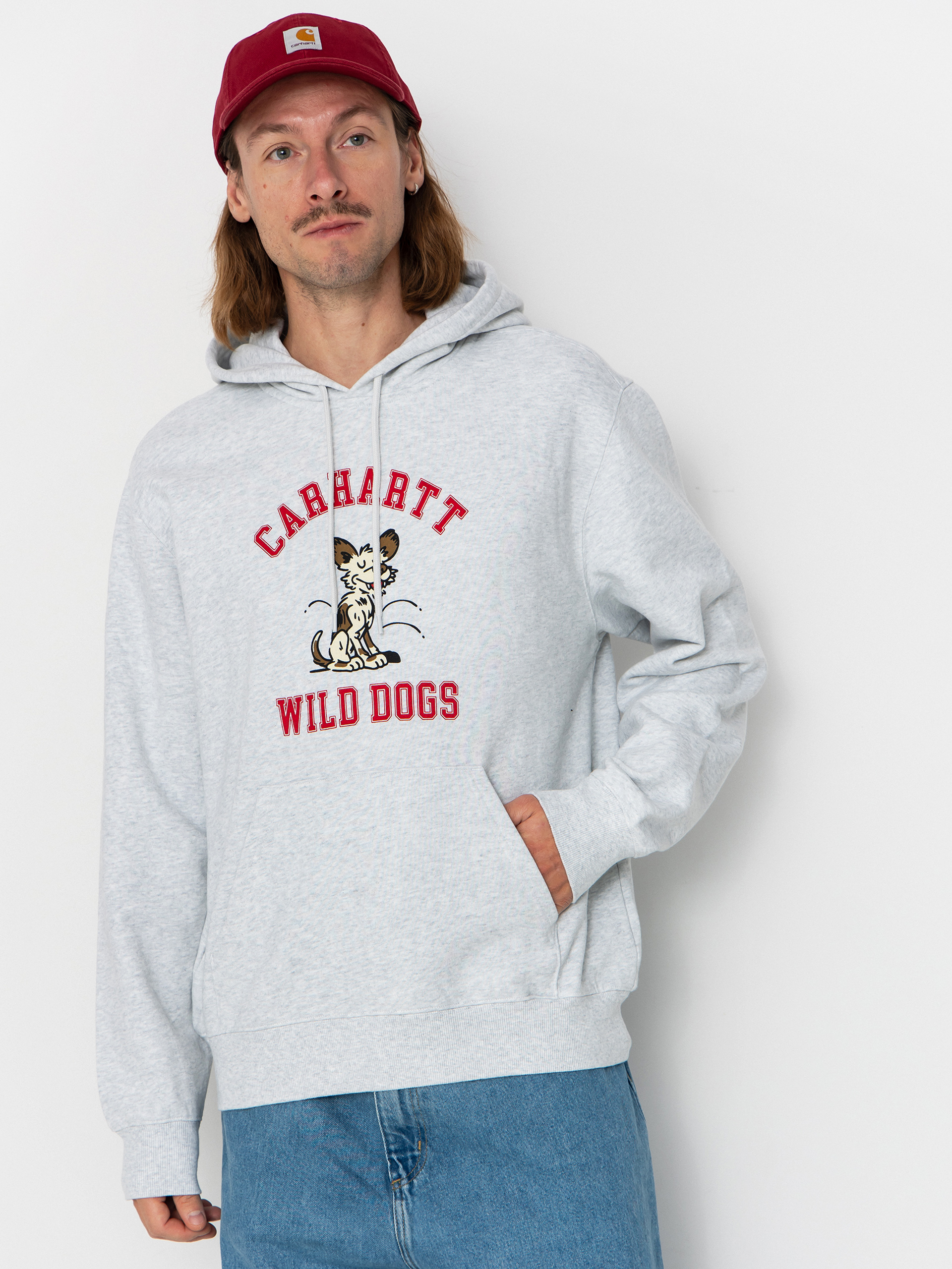 Mikina s kapucu0148ou Carhartt WIP Wild Dog HD (ash heather)
