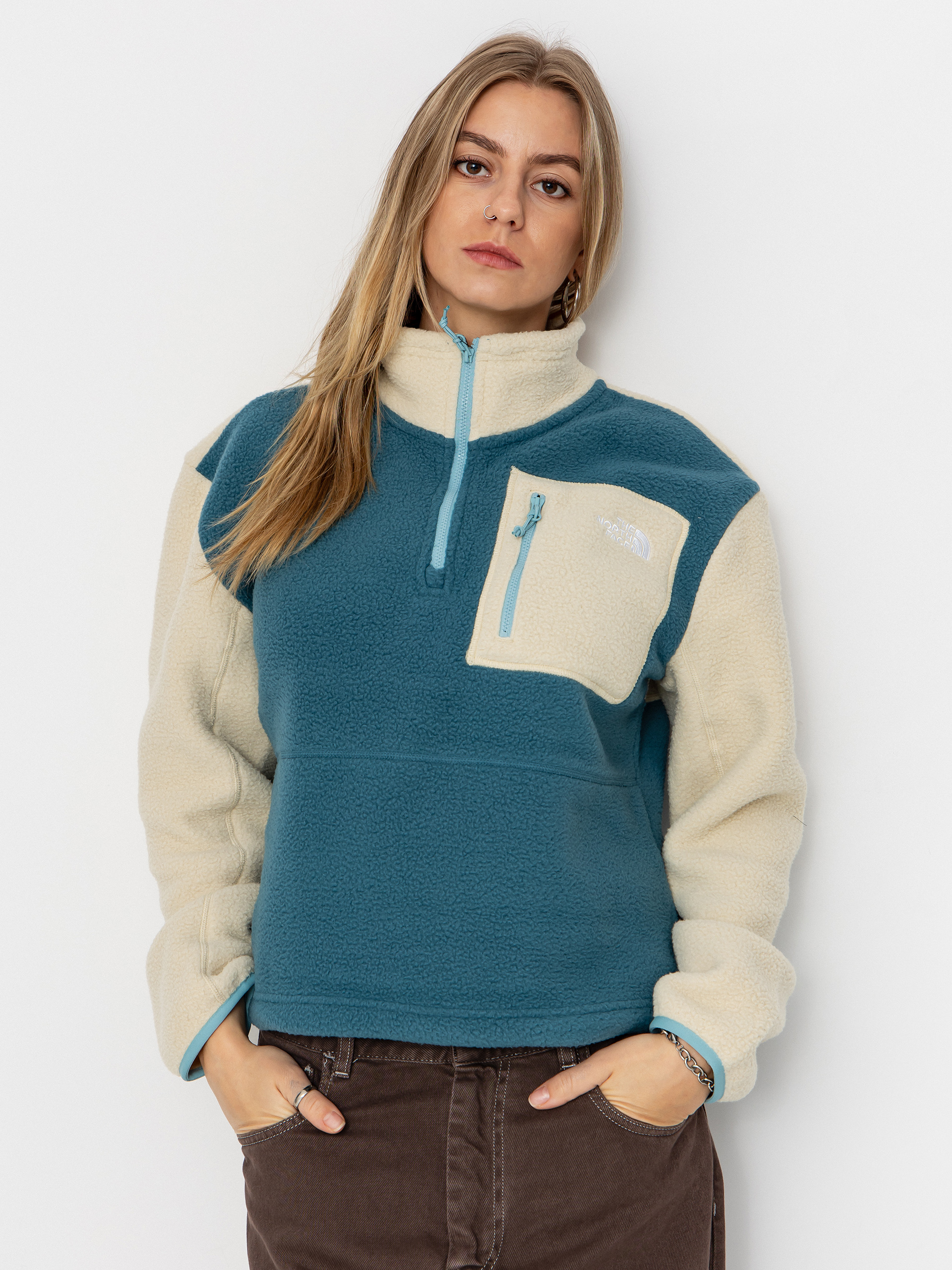 Flu00edsovu00e1 mikina The North Face Yumiori 1/4 Zip (space/gravel/blue eclip)