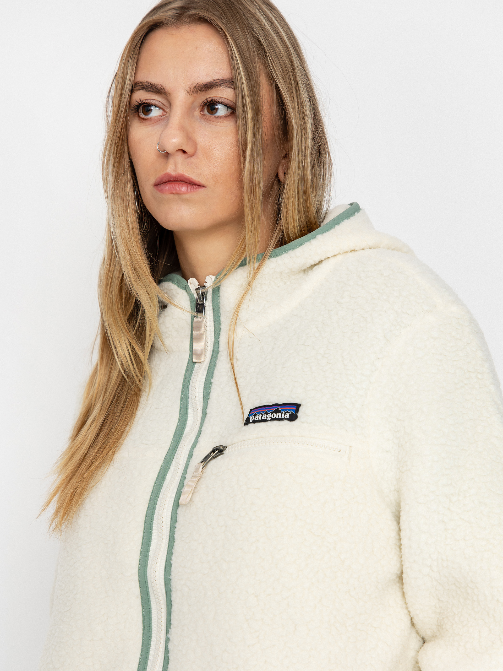 Dámsky Flísová mikina Patagonia Retro Pile HD (natural w/ellwood green)