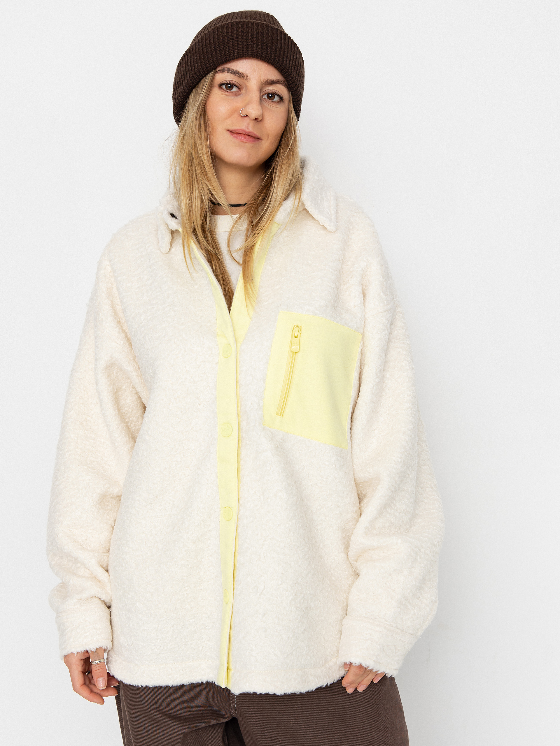 Flísová mikina Roxy Chloe Kim Shacket Wmn (whisper white)