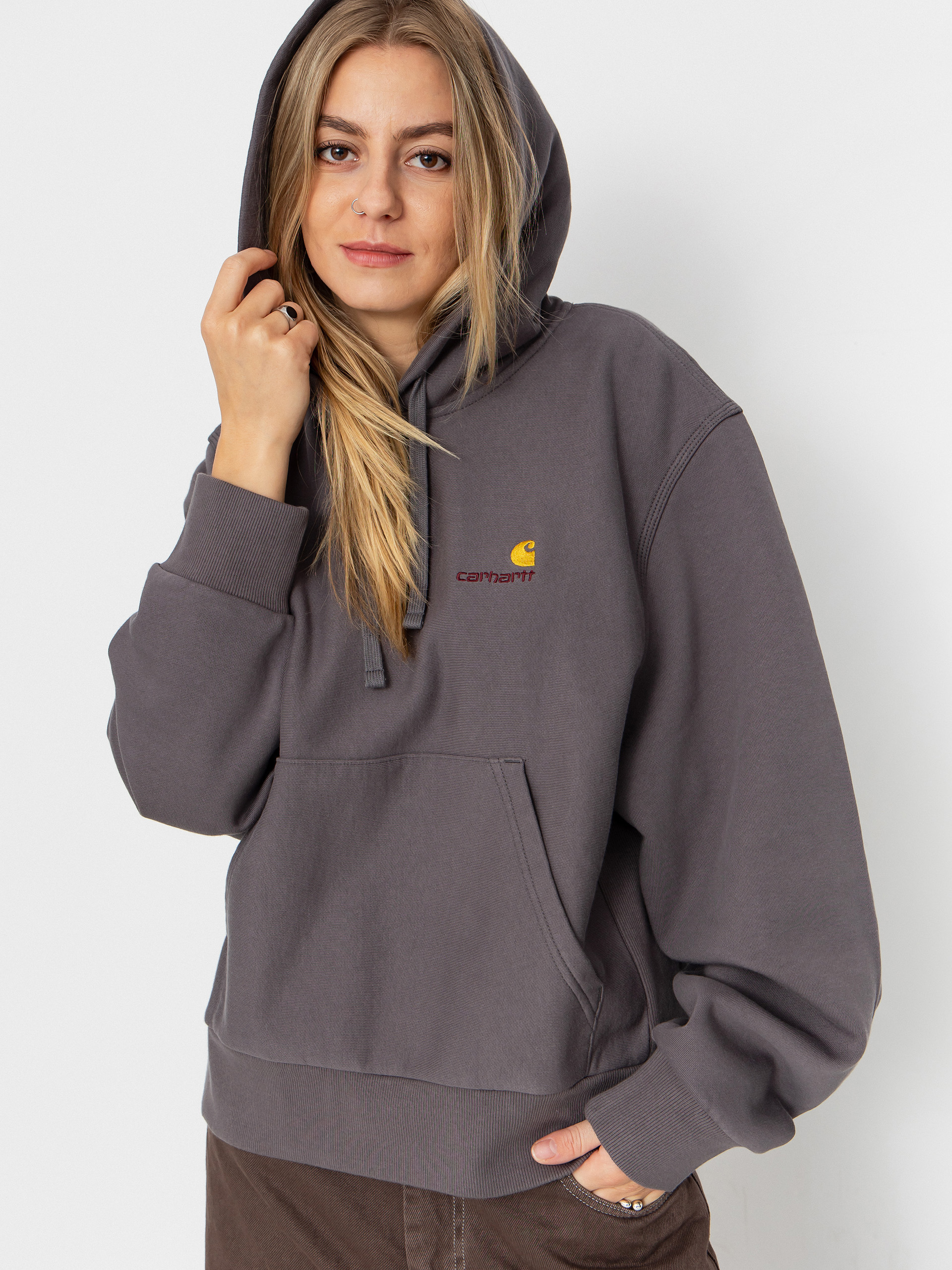 Mikina s kapucu0148ou Carhartt WIP American Script HD Wmn (porphyry)