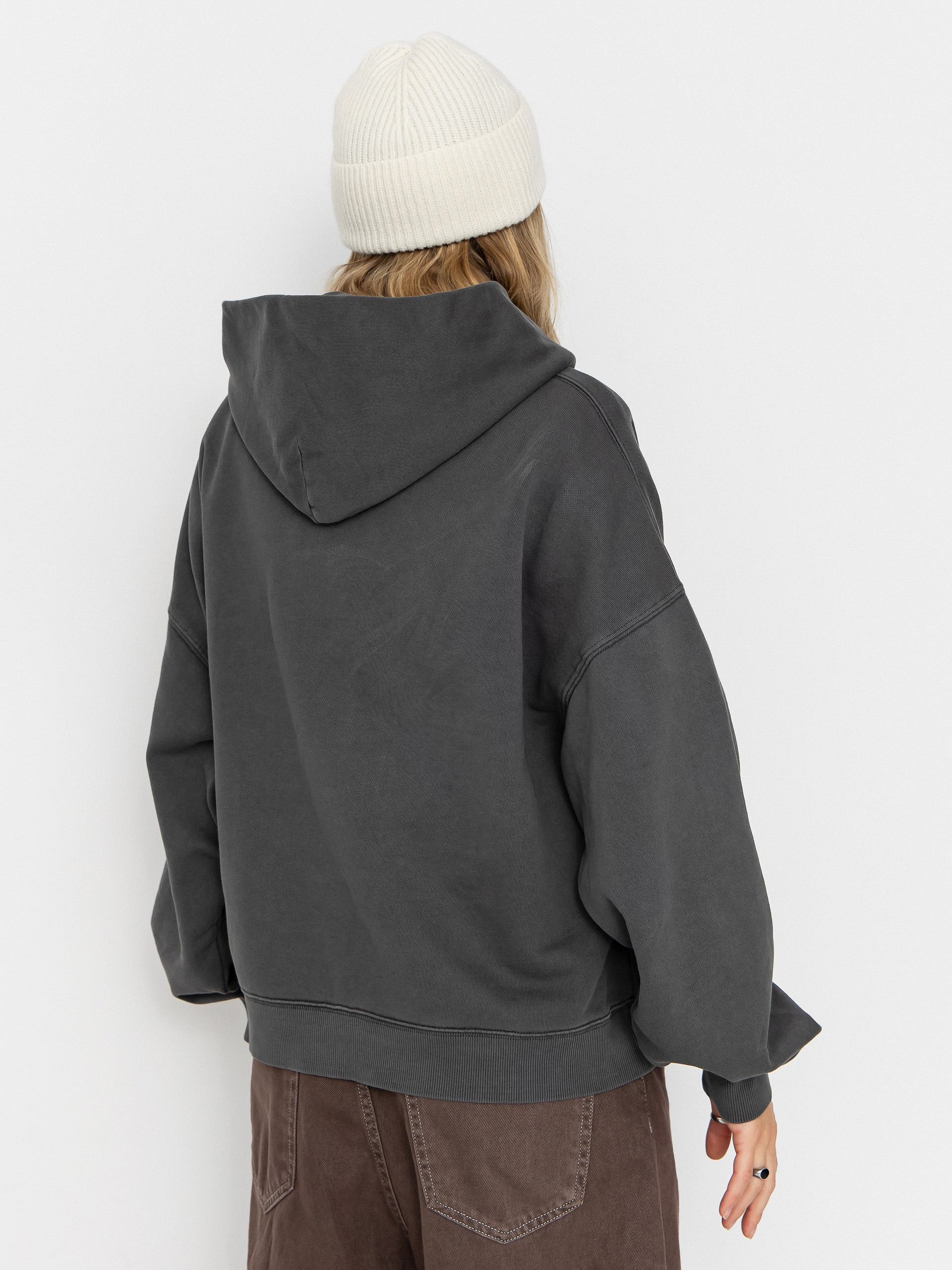 Mikina s kapucňou Carhartt WIP Benton HD Wmn (graphite/garment dyed)