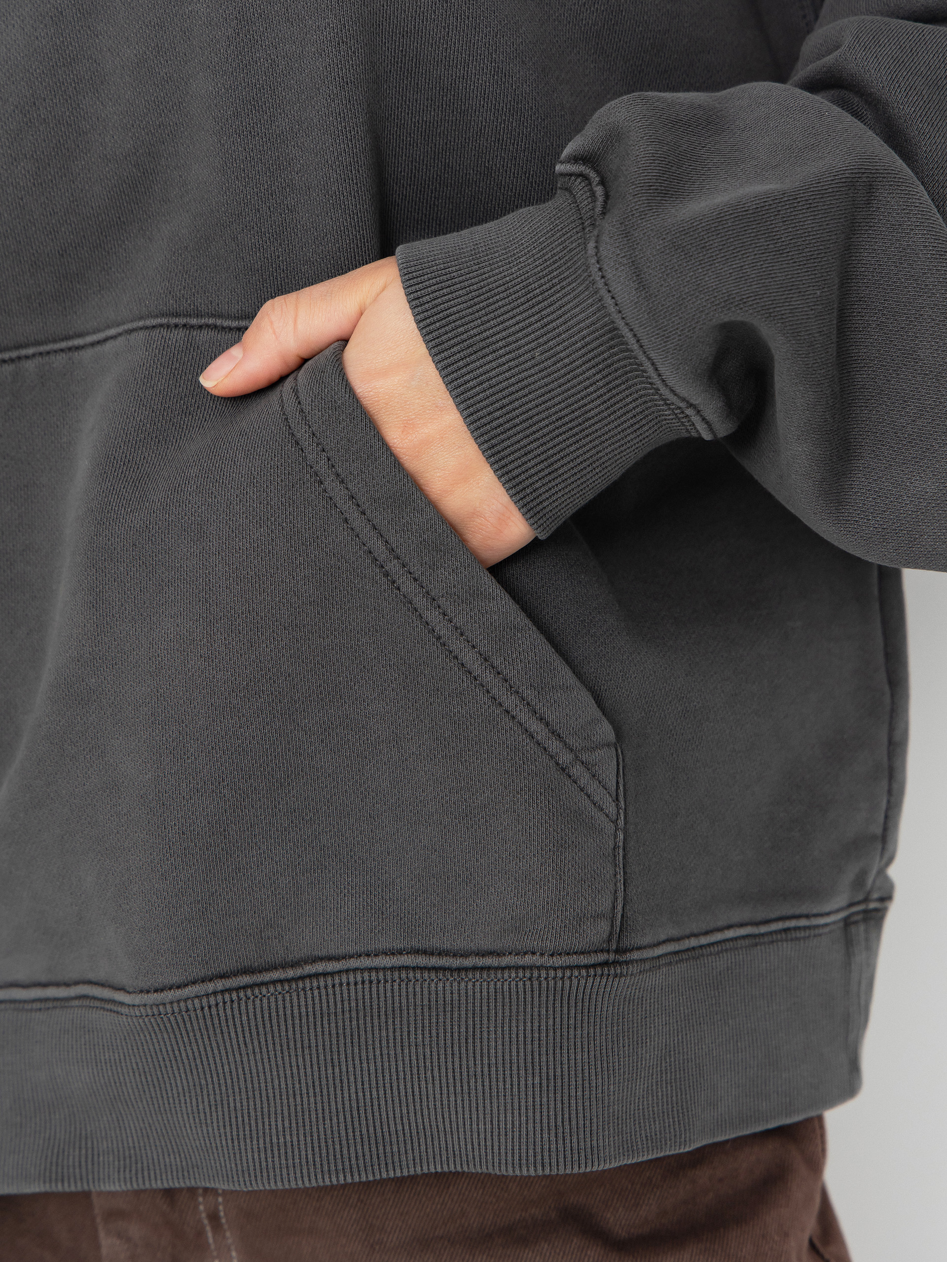 Mikina s kapucňou Carhartt WIP Benton HD Wmn (graphite/garment dyed)