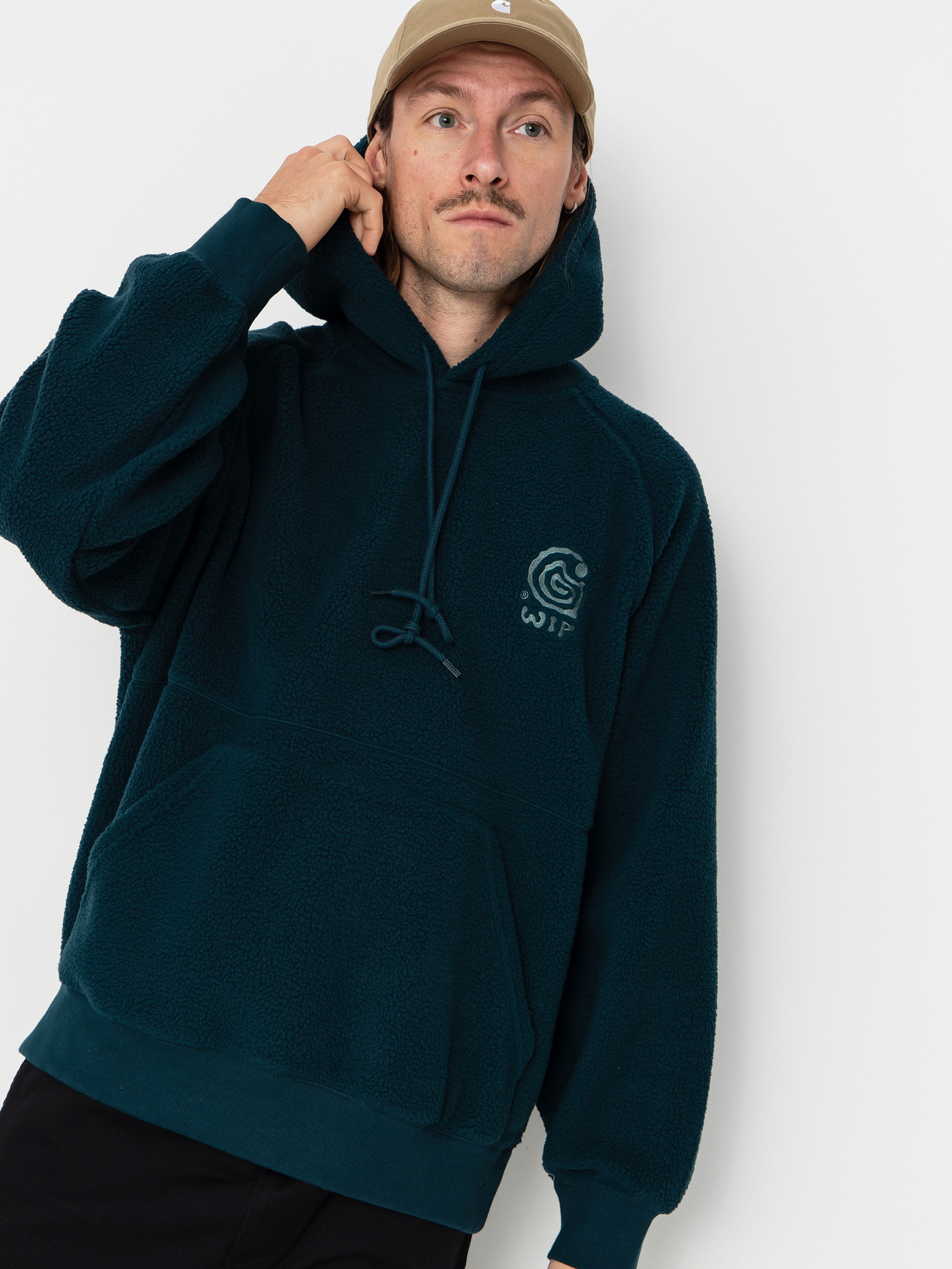 Mikina s kapucňou Carhartt WIP Helix HD (deep lagoon/silver pine)