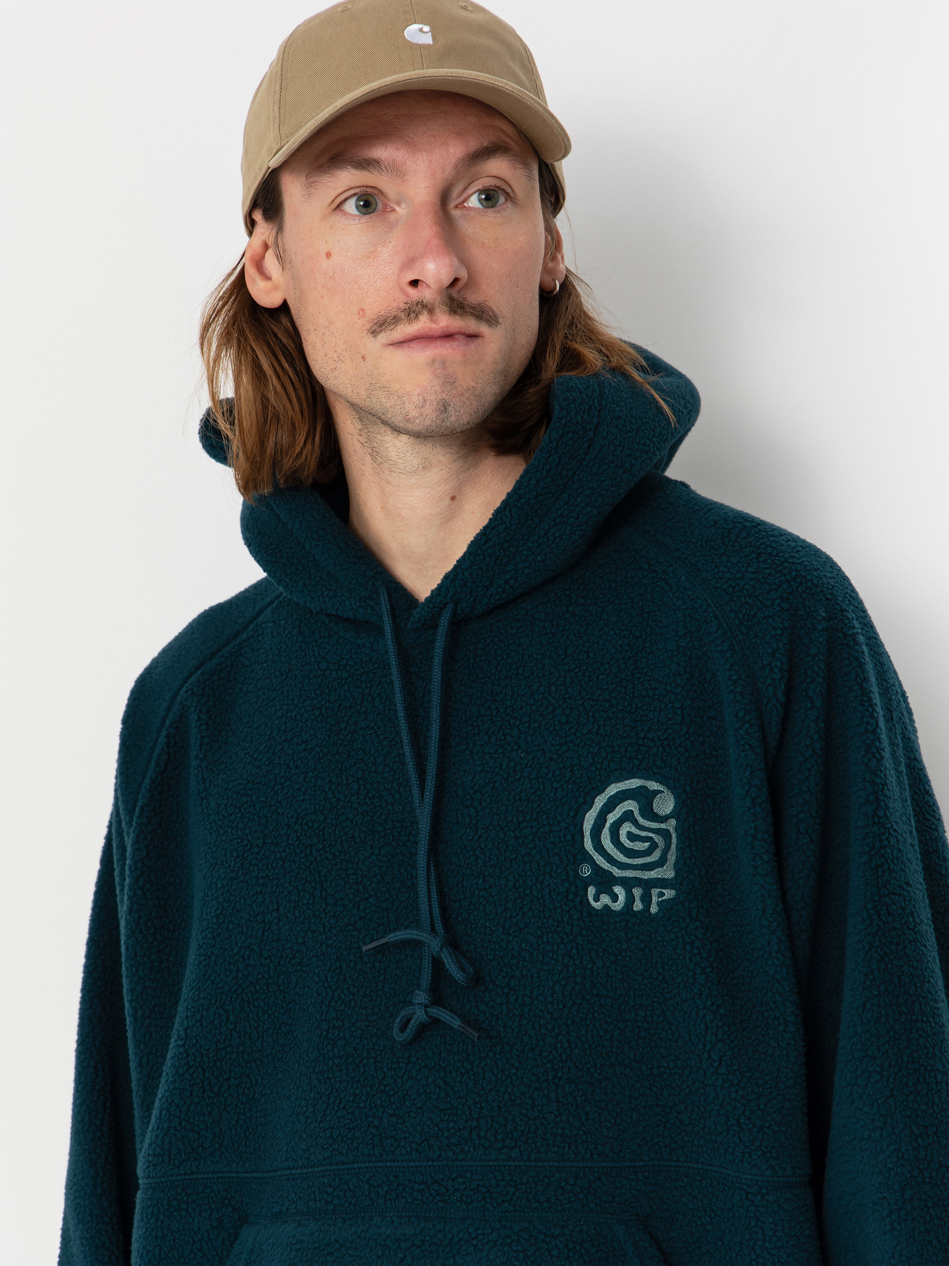 Mikina s kapucňou Carhartt WIP Helix HD (deep lagoon/silver pine)