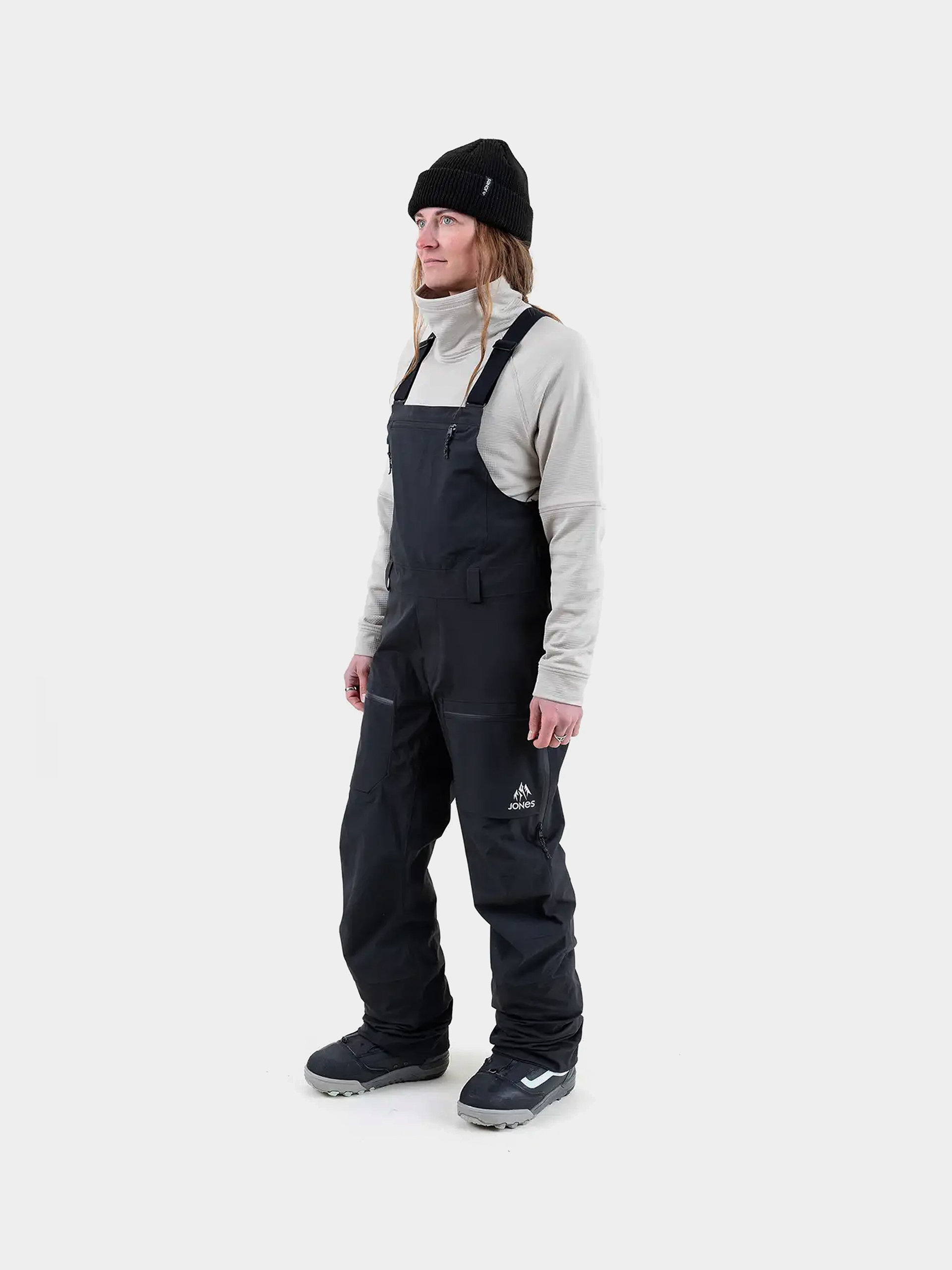 Snowboardovu00e9 nohavice Jones Snowboards Mtn Surf Rec Bib Wmn (stealth black)