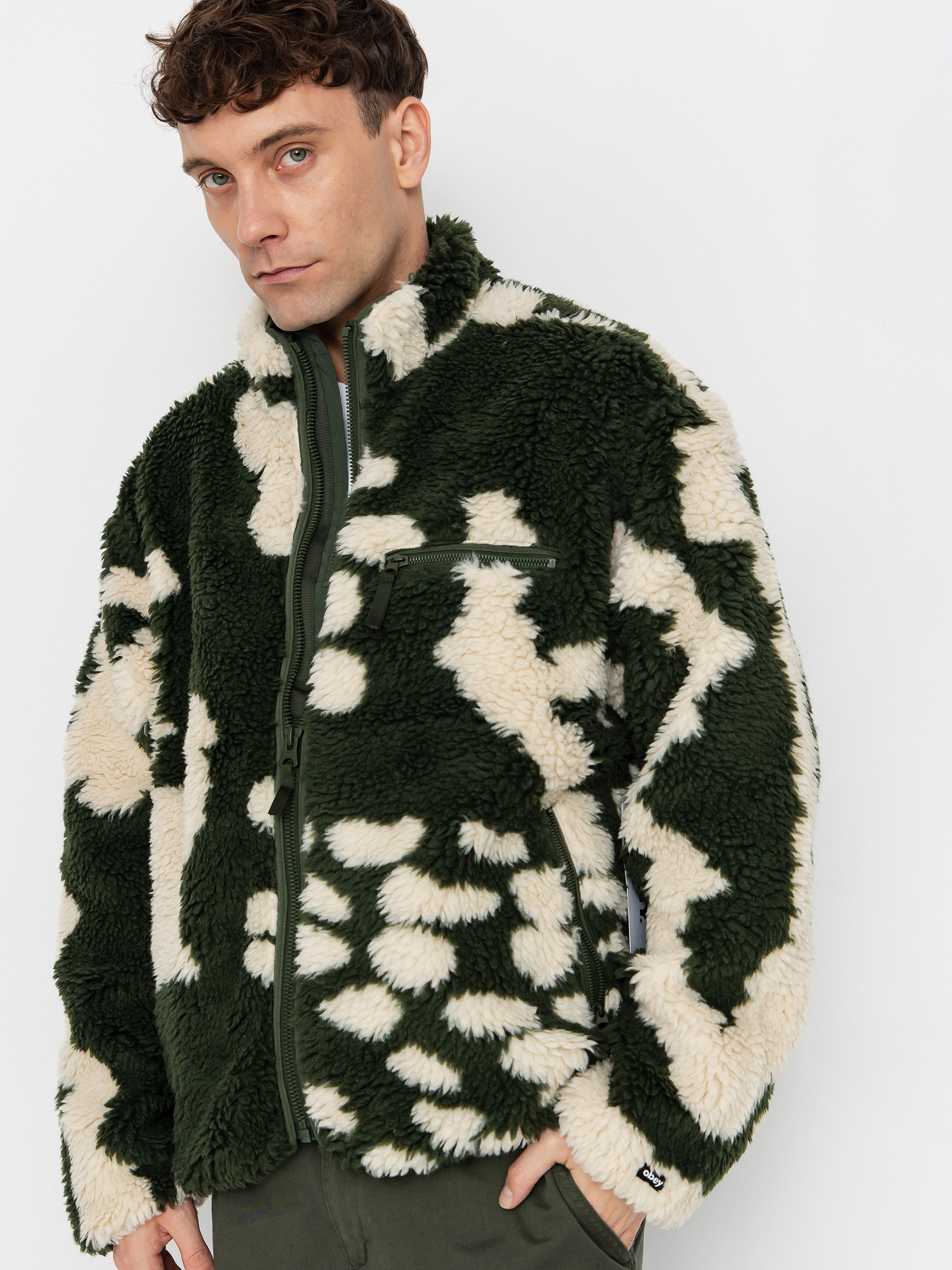 Flísová mikina OBEY Obey Shaggy Sherpa (kombu green multi)