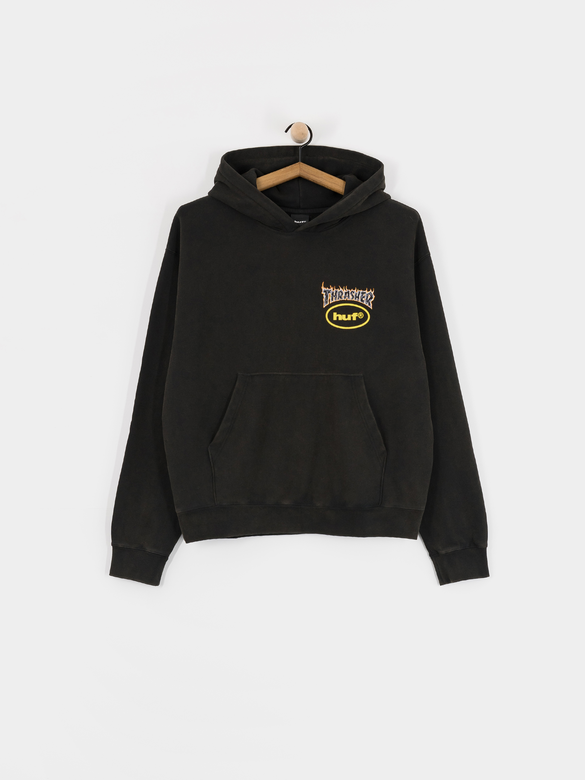 Mikina s kapucňou HUF X Thrasher Meltdown Heavyweight HD (washed black)
