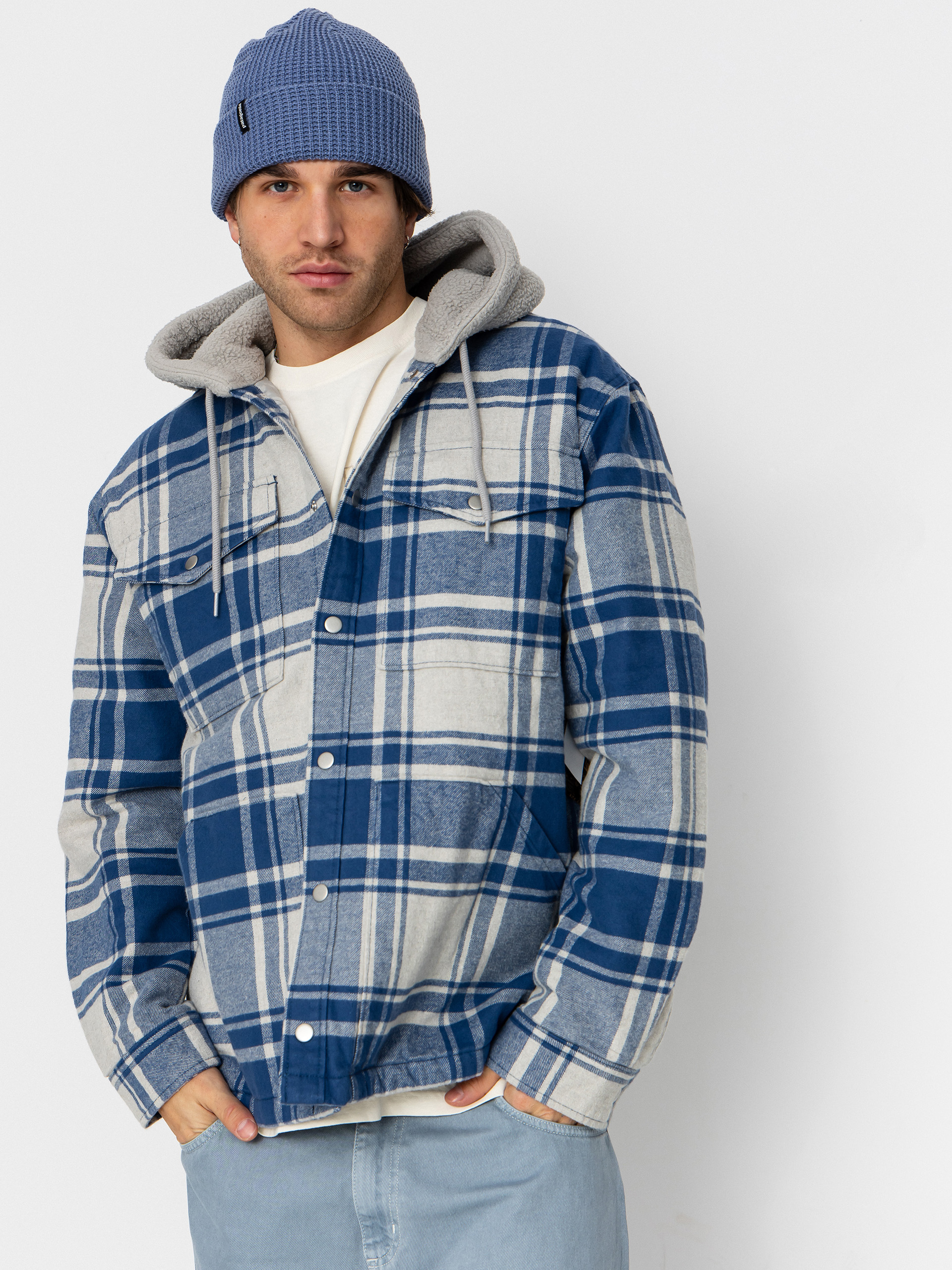 Košeľa Vans Piedmont Hooded Plaid Shacket (oatmeal heather/truenvy)