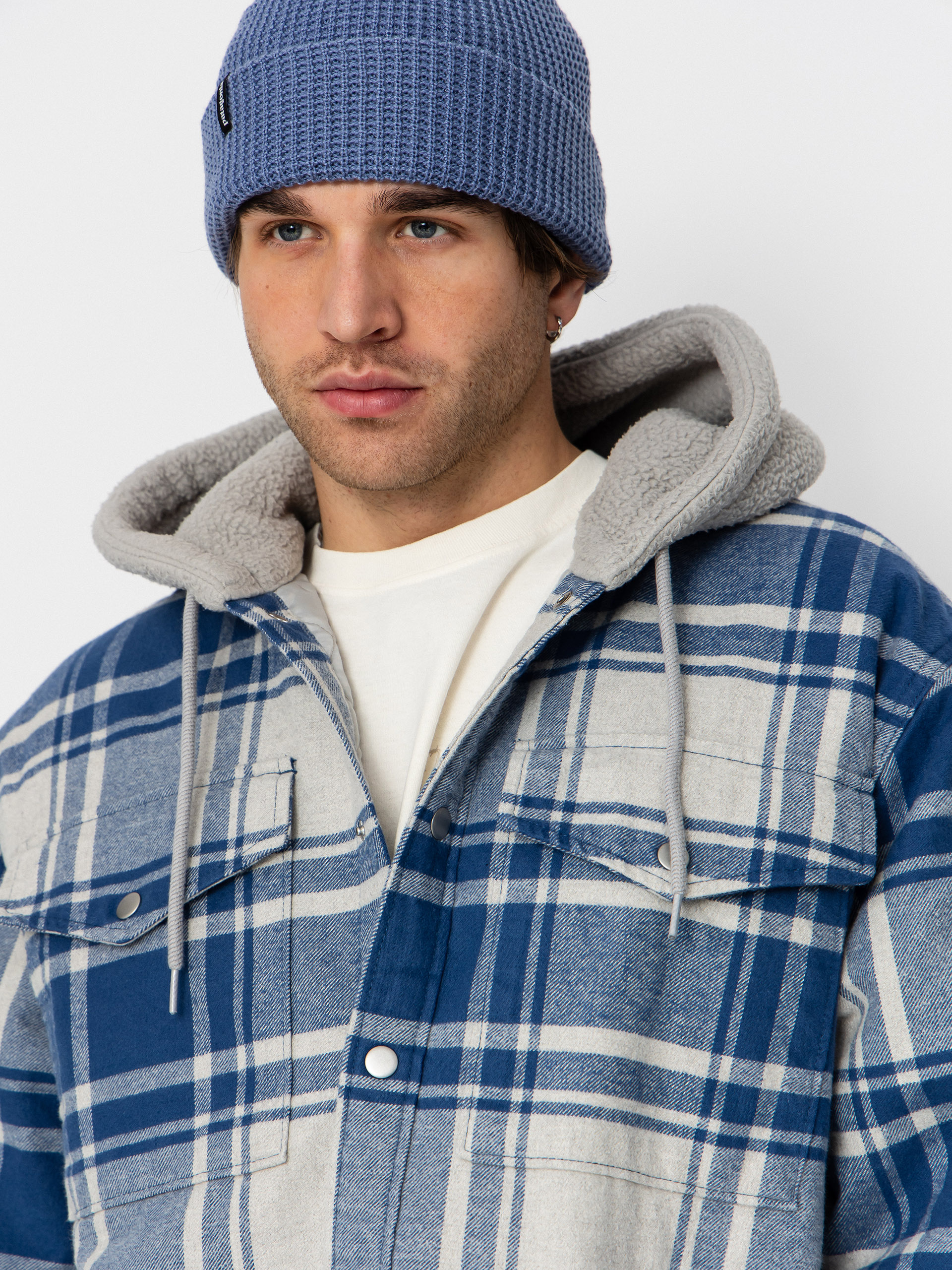 Košeľa Vans Piedmont Hooded Plaid Shacket (oatmeal heather/truenvy)