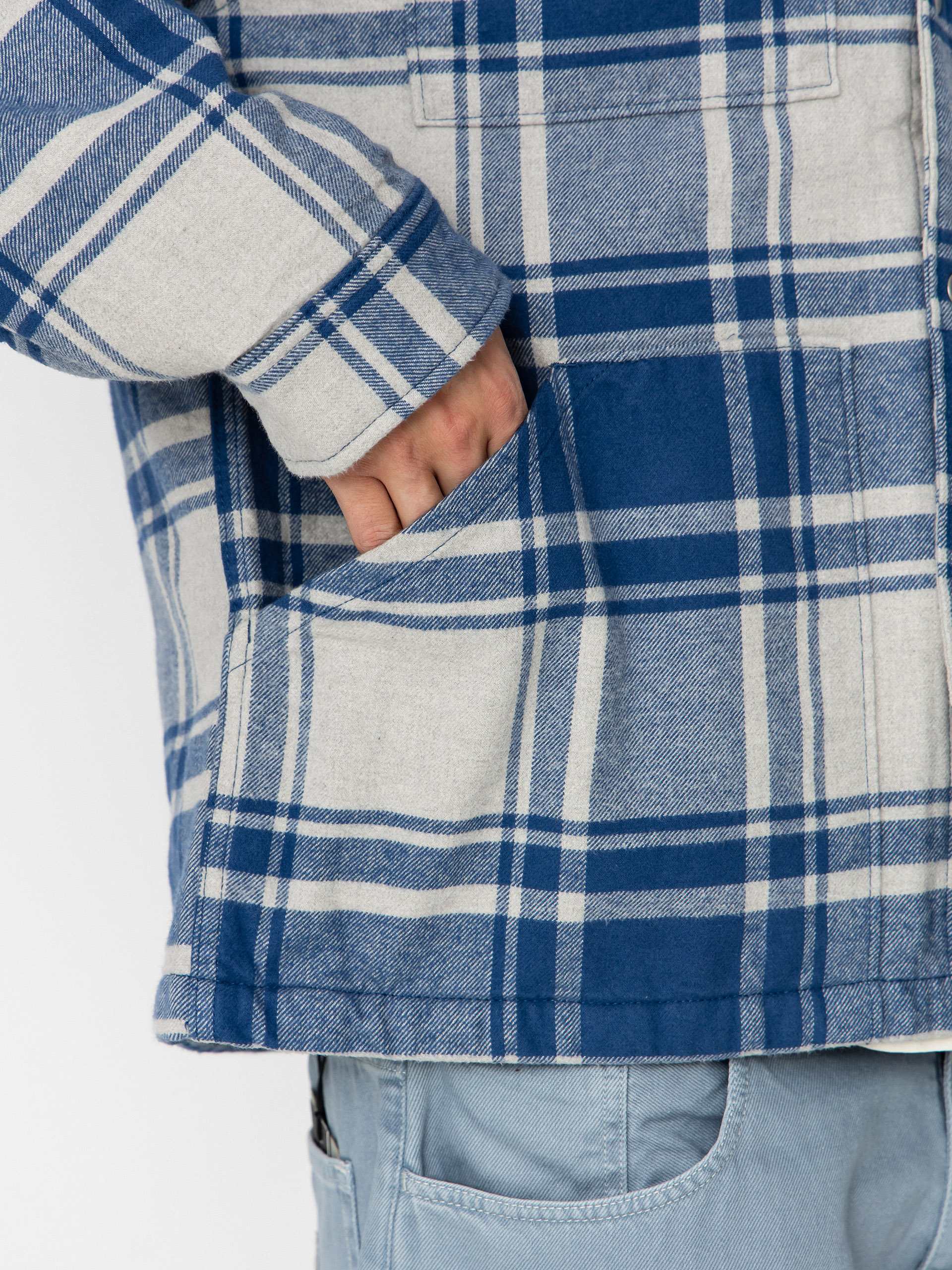 Košeľa Vans Piedmont Hooded Plaid Shacket (oatmeal heather/truenvy)