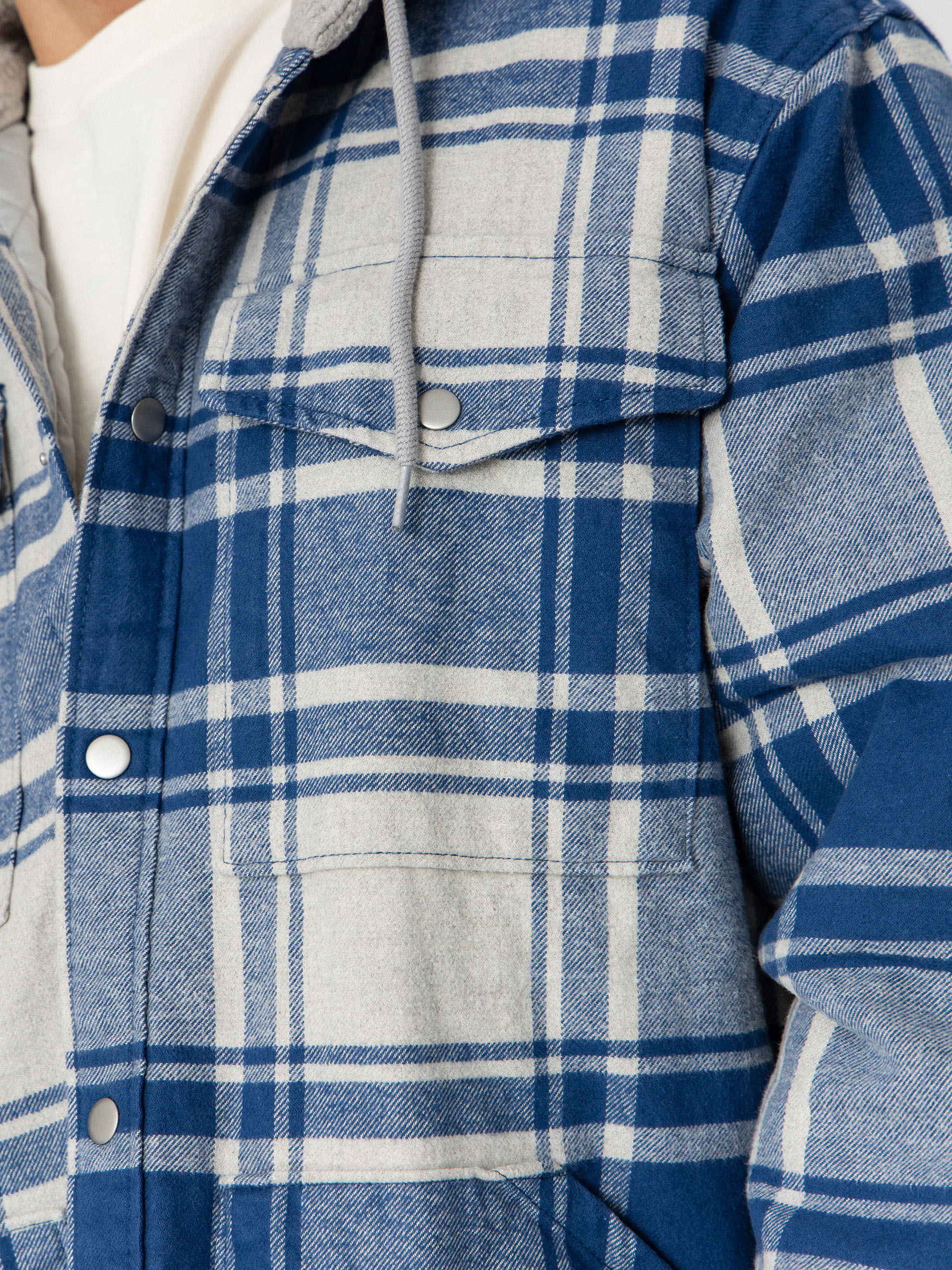 Košeľa Vans Piedmont Hooded Plaid Shacket (oatmeal heather/truenvy)