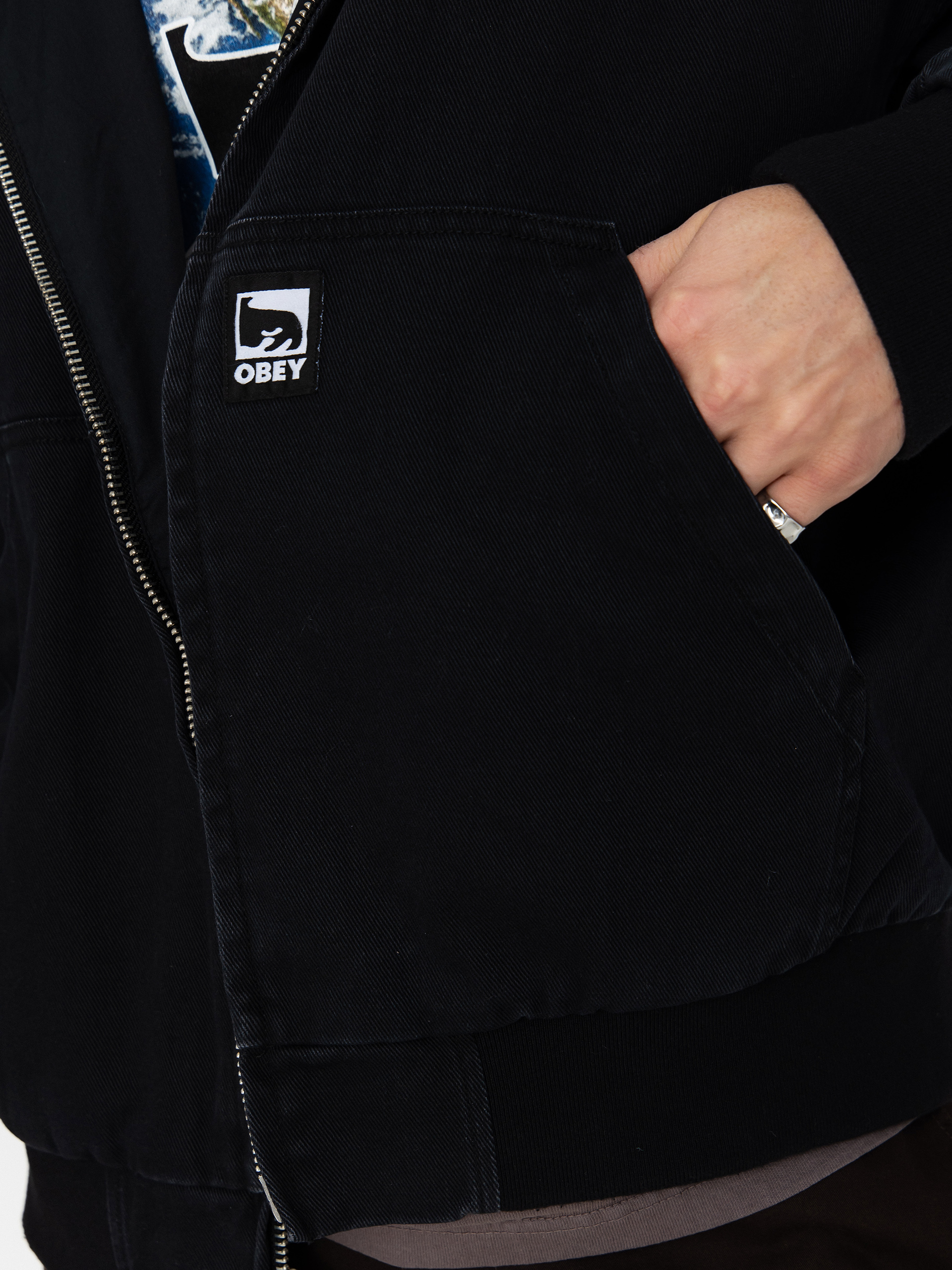 Bunda OBEY Obey Glen Zip Up (black faded wash)