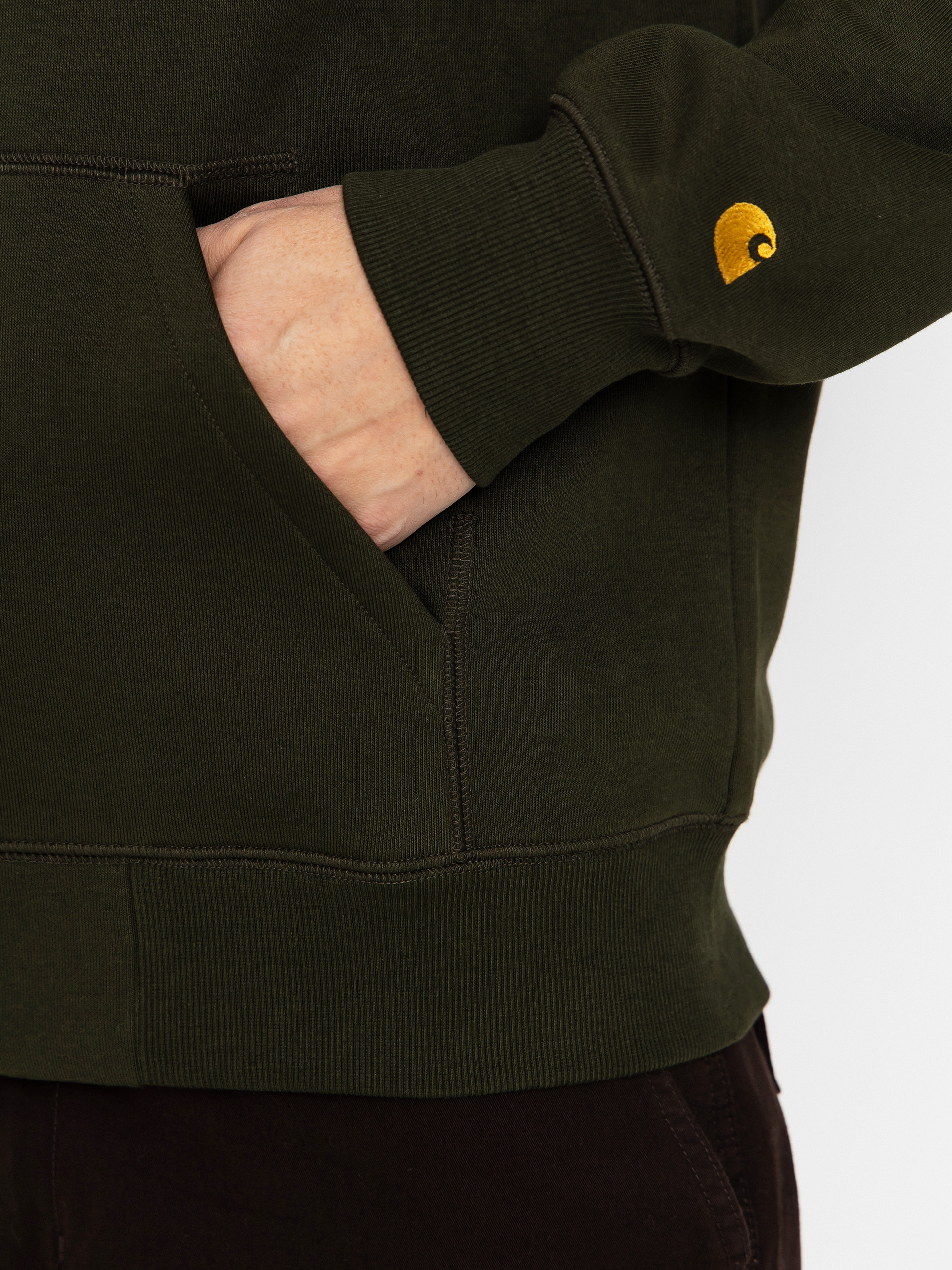 Mikina s kapucňou Carhartt WIP Chase ZHD (olive/gold)