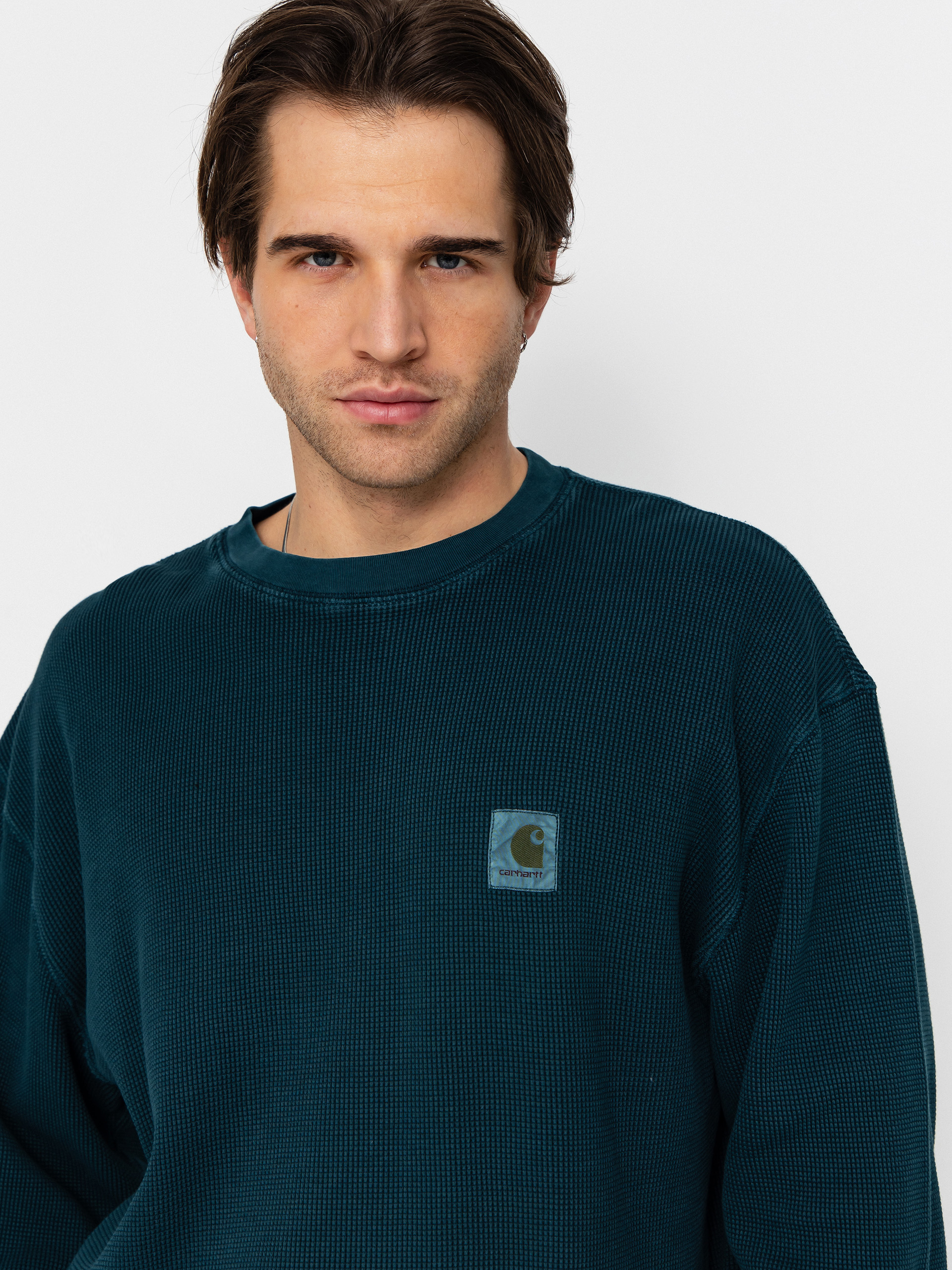 Triko Carhartt WIP Vista Waffle (deep lagoon/garment dyed)