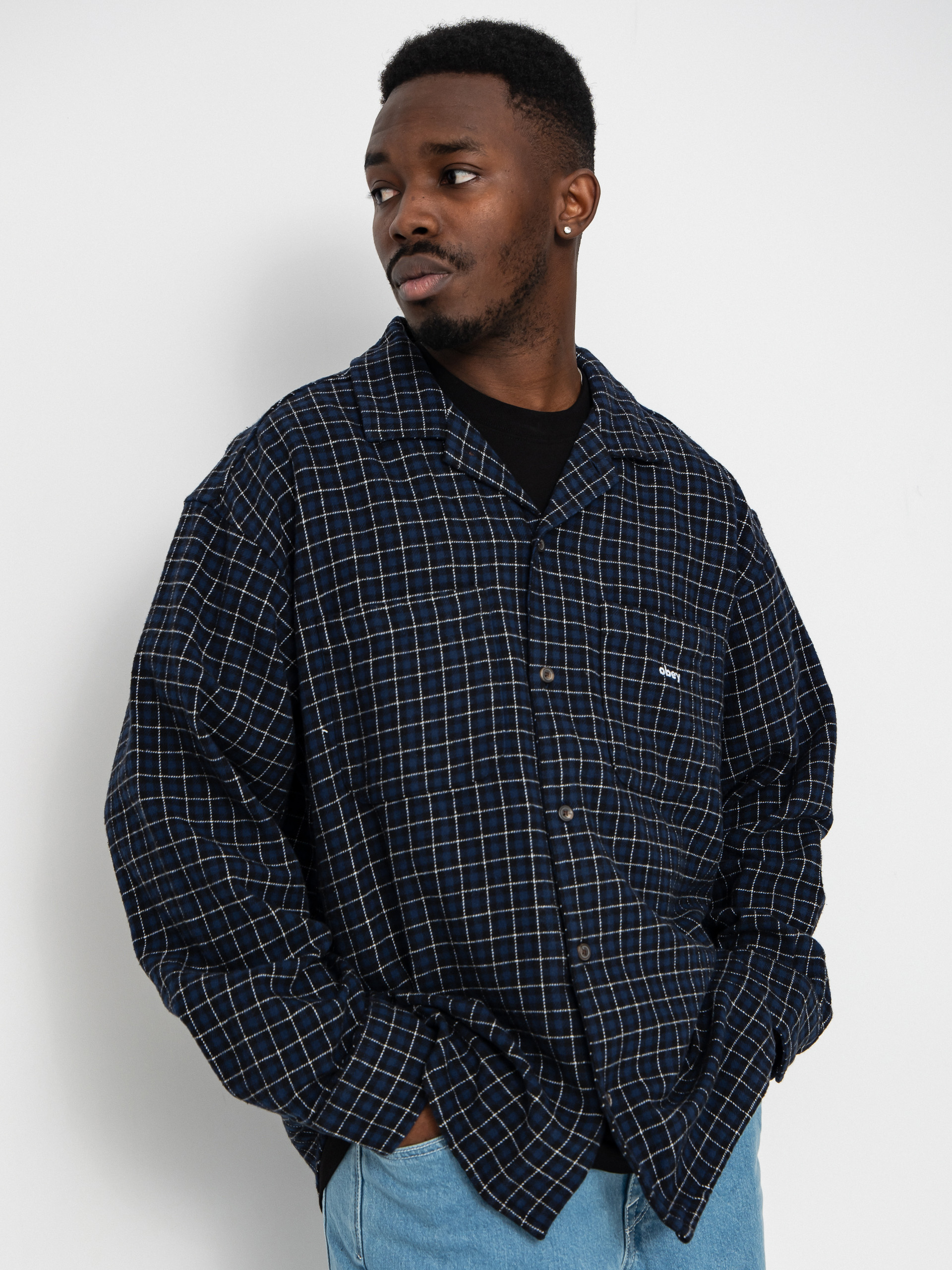 Košeľa OBEY Adams (academy navy multi)