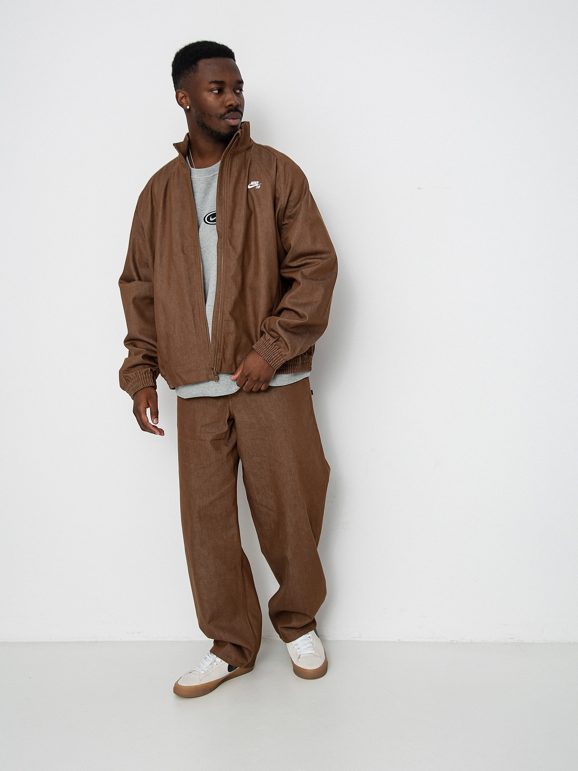 Bunda Nike SB Denim FZ Trak (mosswood brown/white)