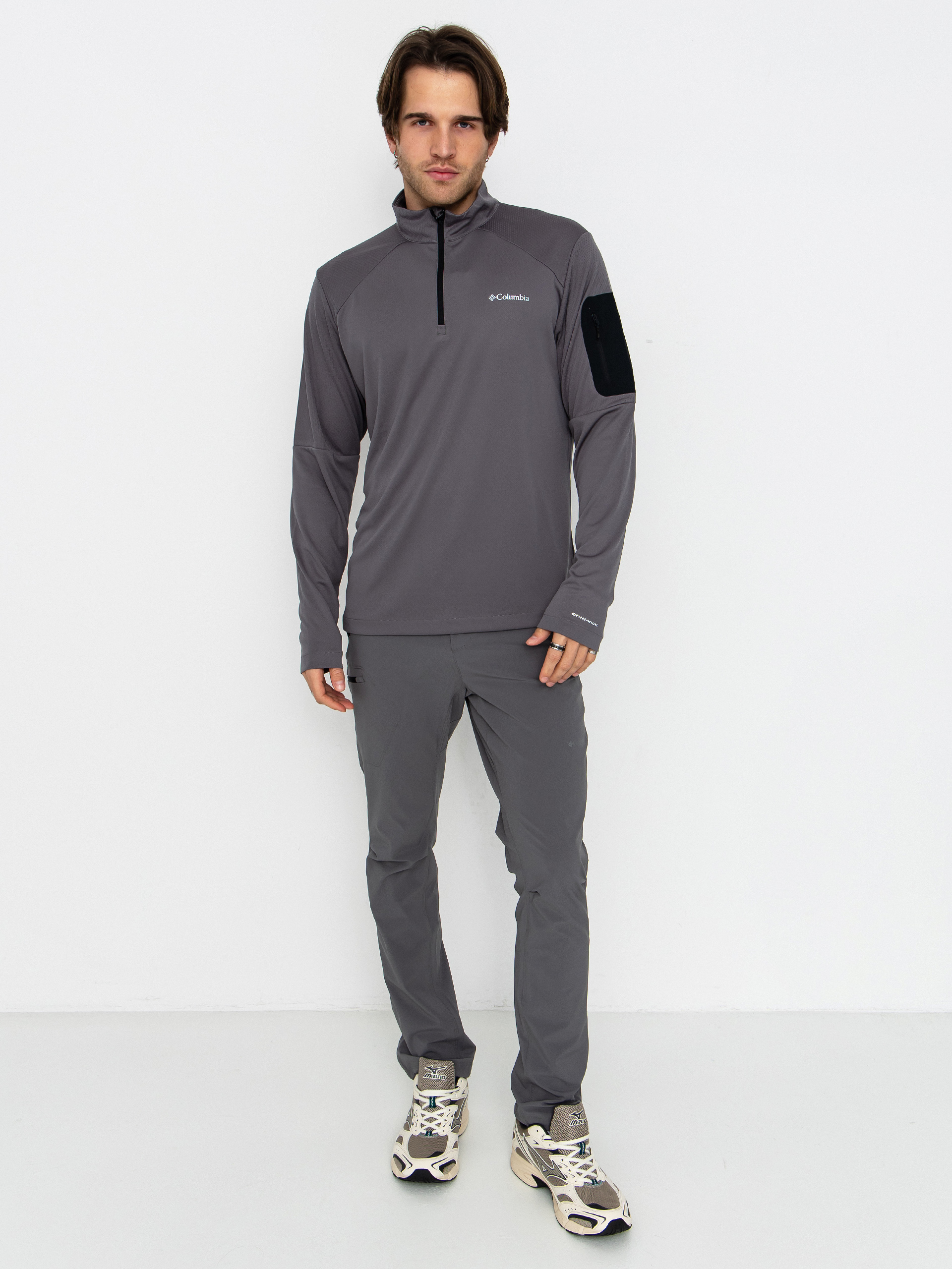 Flu00edsovu00e1 mikina Columbia Tech Knit 1/4 Zip (city grey/blac)