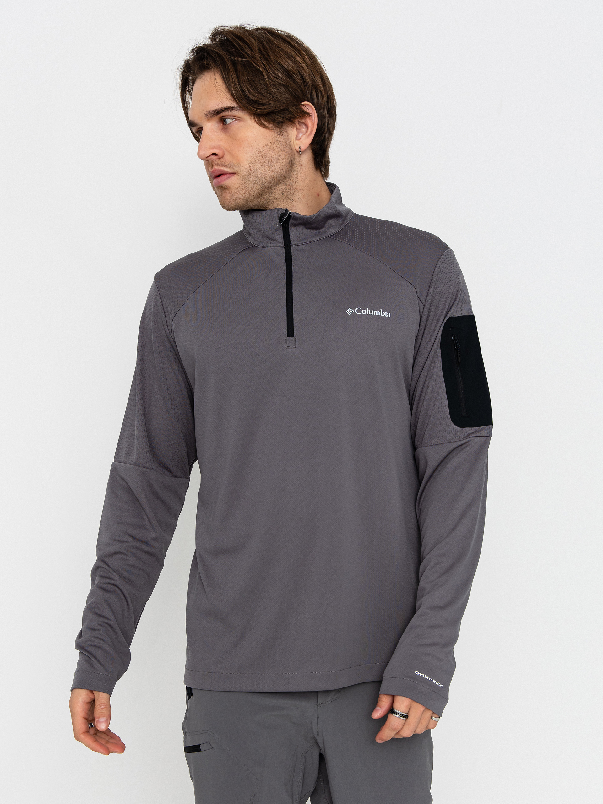 Pánsky Flísová mikina Columbia Tech Knit 1/4 Zip (city grey/blac)