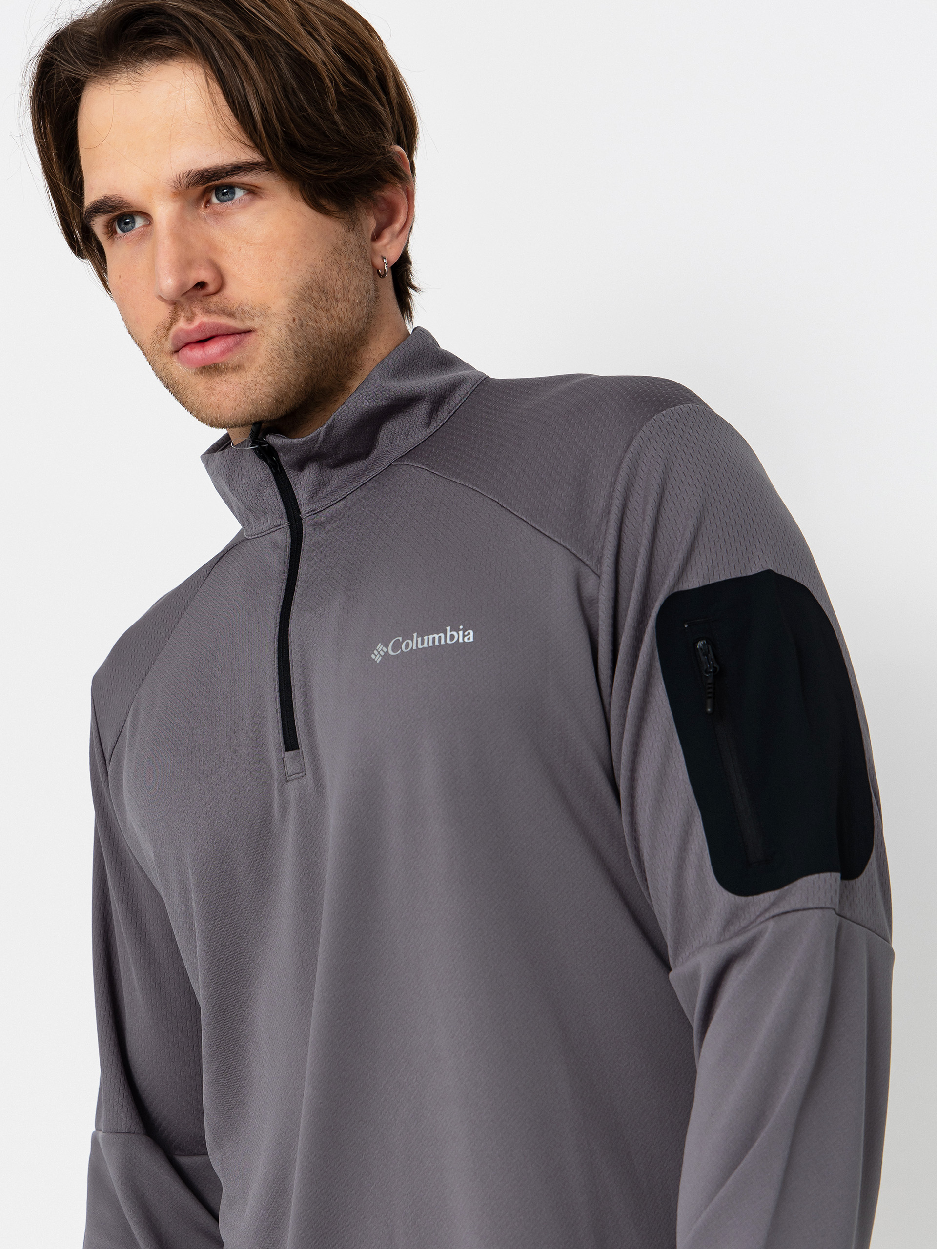 Pánsky Flísová mikina Columbia Tech Knit 1/4 Zip (city grey/blac)
